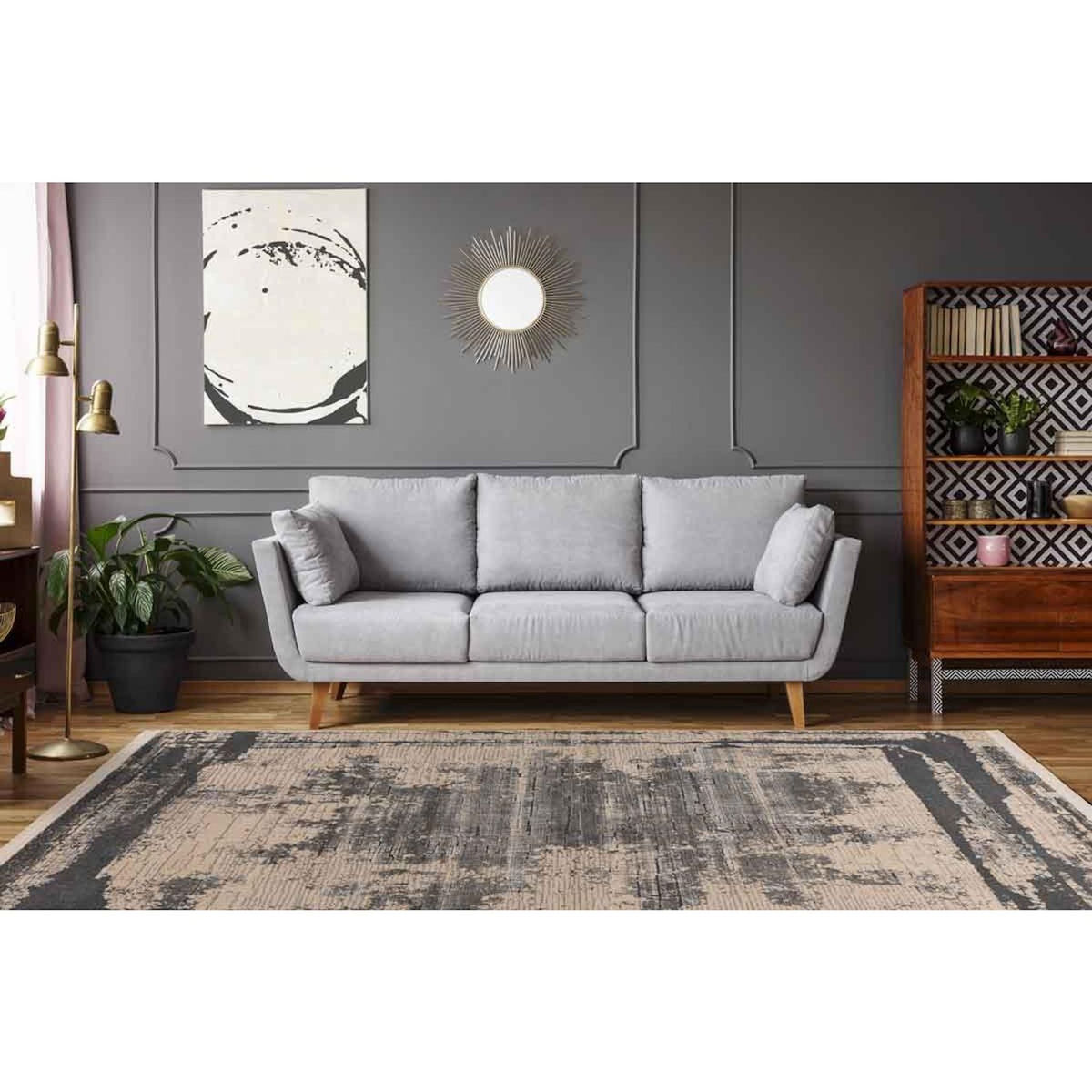 Paris Prix Tapis Tissé à Poils Ras Vintage  Adeon  Gris