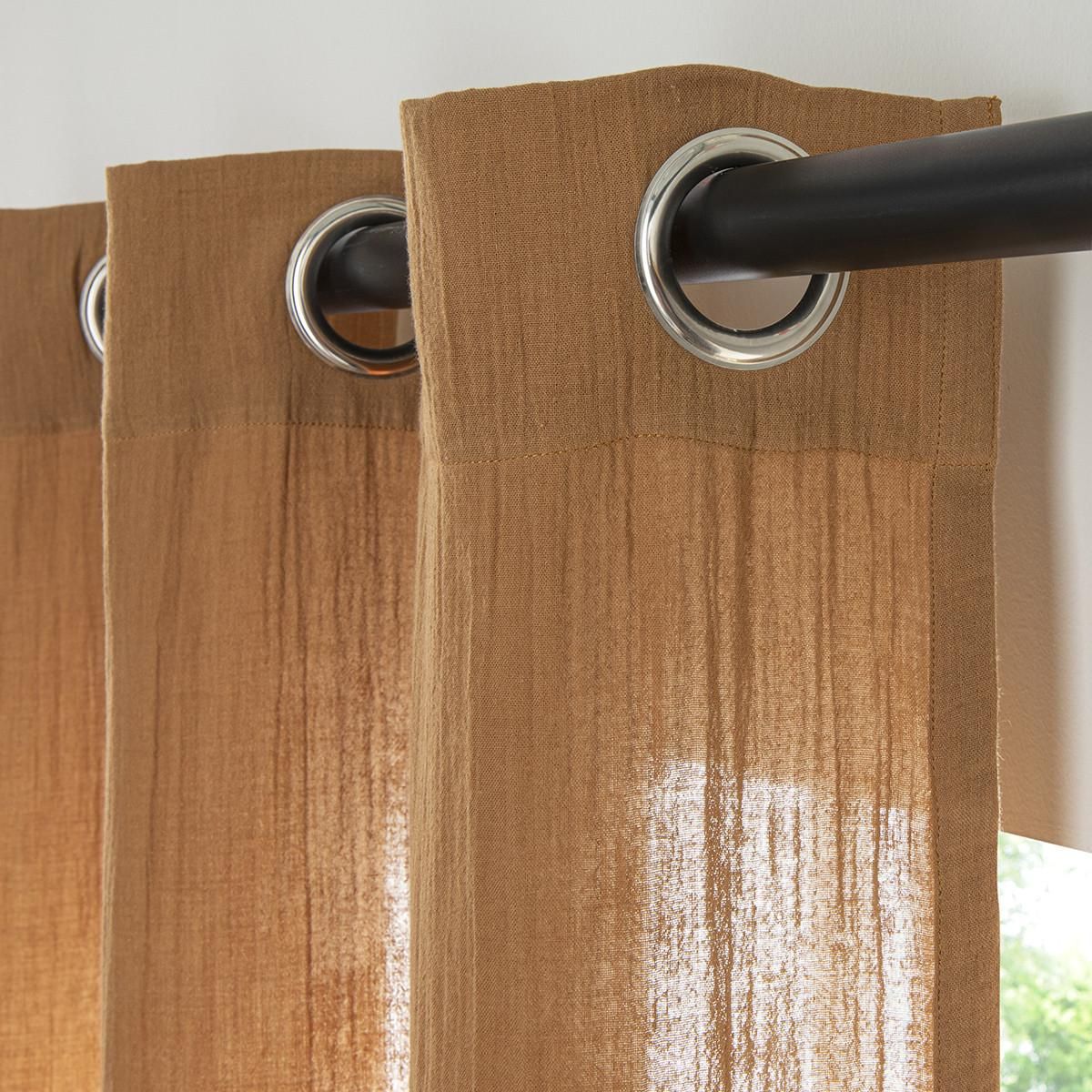 FUTURE HOME Rideau uni en gaze de coton oeillets à l'unité 140x300cm
