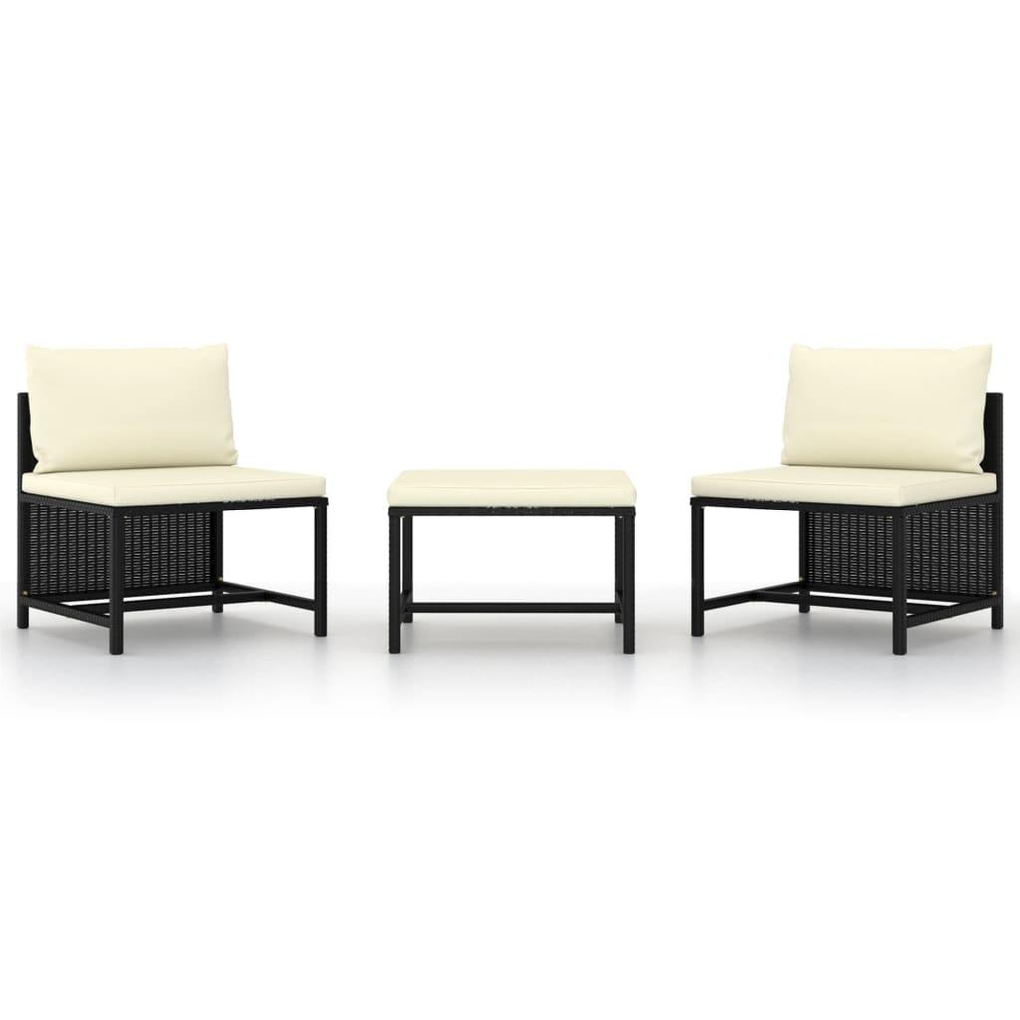 Voir la diapositive 1 : VIDAXL Canapes de jardin 3 pcs avec coussins Noir Resine tressee
