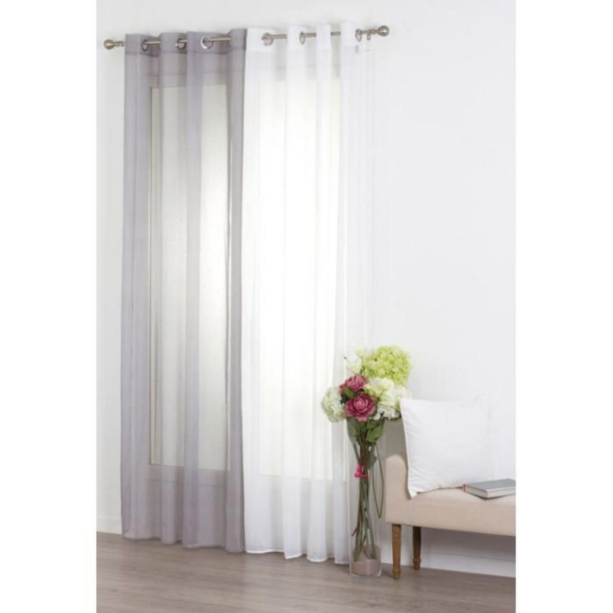 ATMOSPHERA Rideau Voilage  Rayure  140x240cm Blanc
