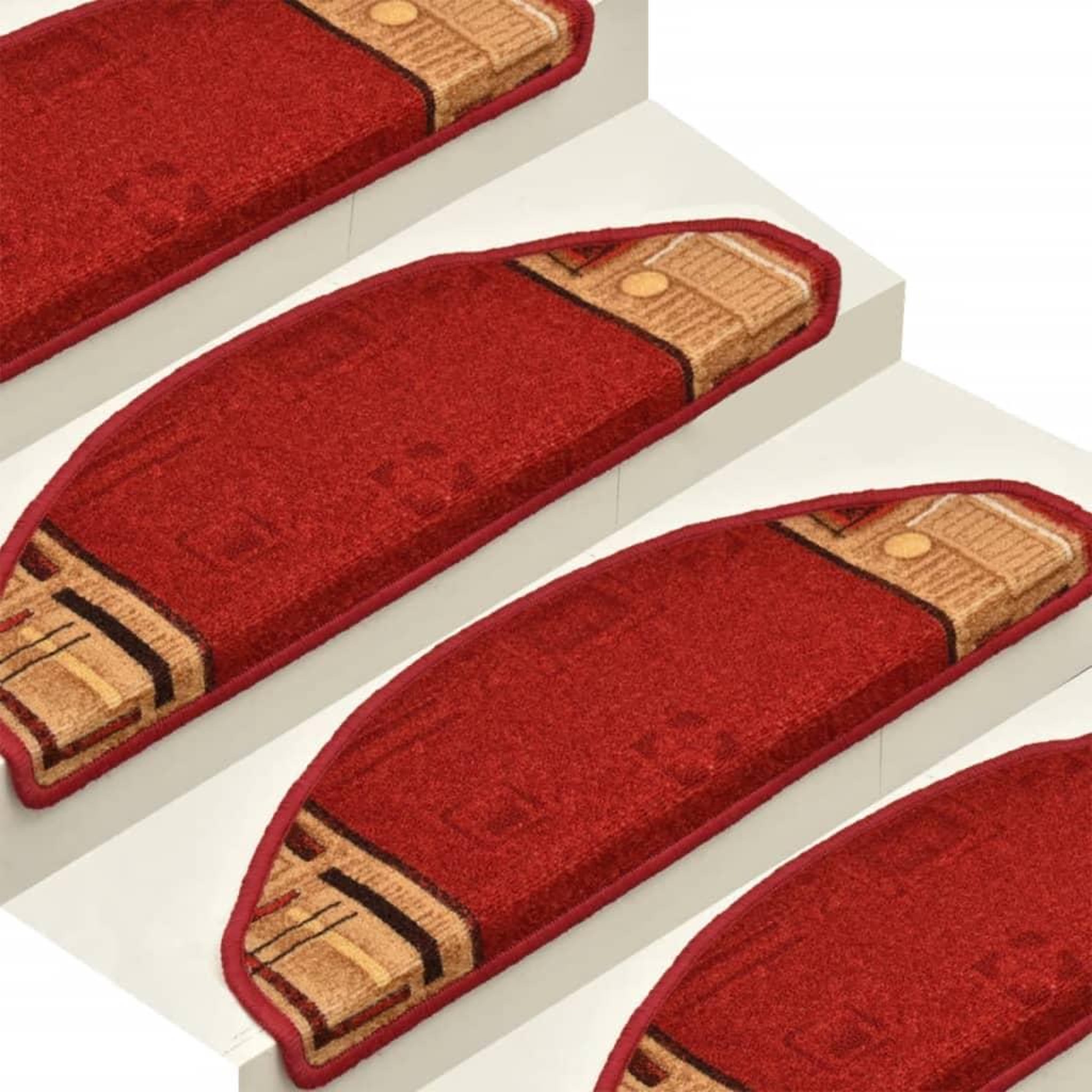 Voir la diapositive 4 : VIDAXL Tapis d'escalier autocollants 15 pcs Rouge 65x21x4 cm