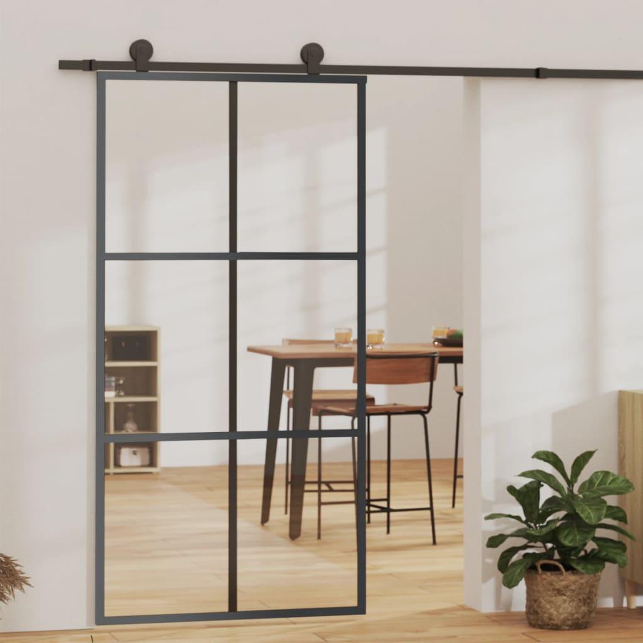 VIDAXL Porte coulissante et quincaillerie Verre et Aluminium 102x205cm