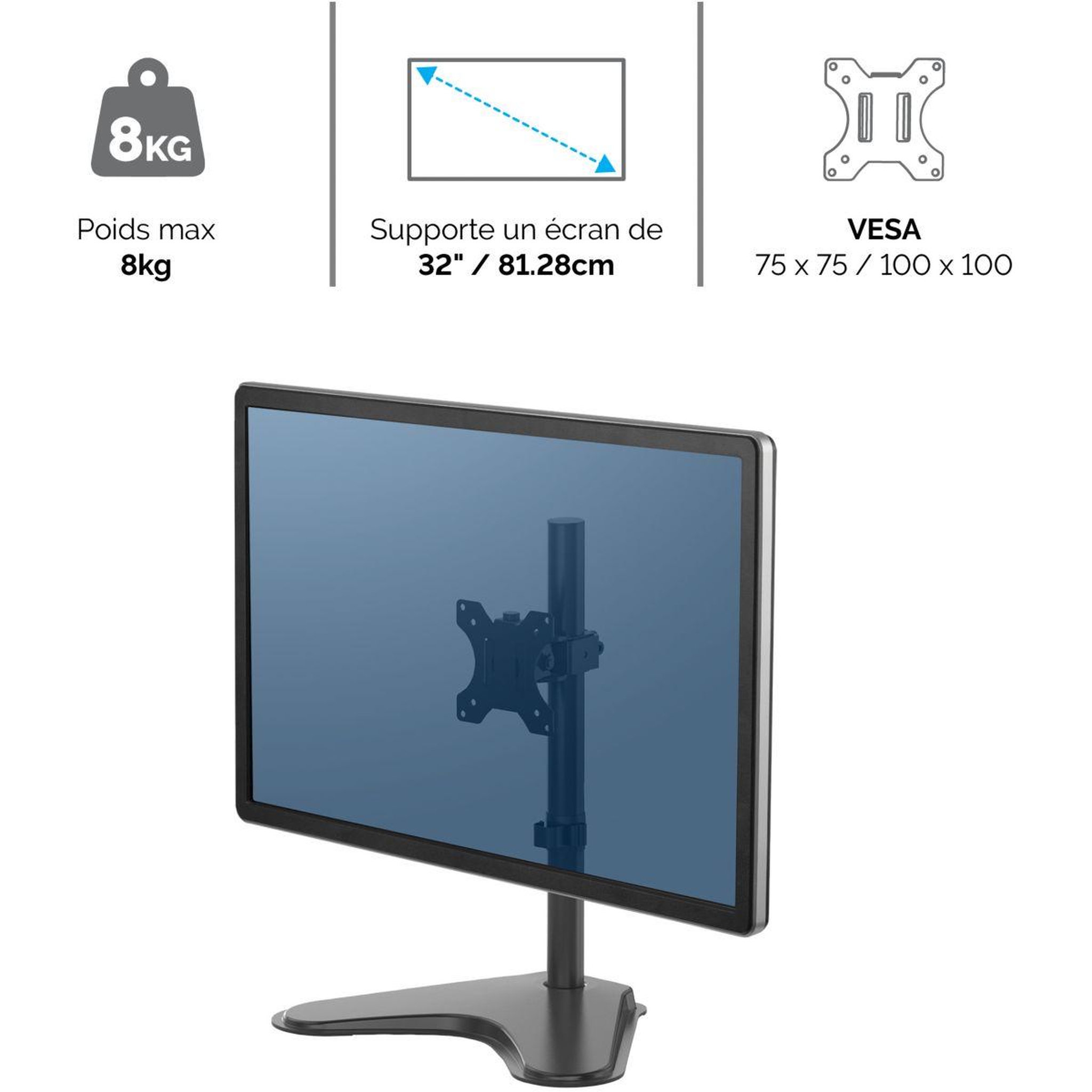 Fellowes Support écran pc support simple sur pied