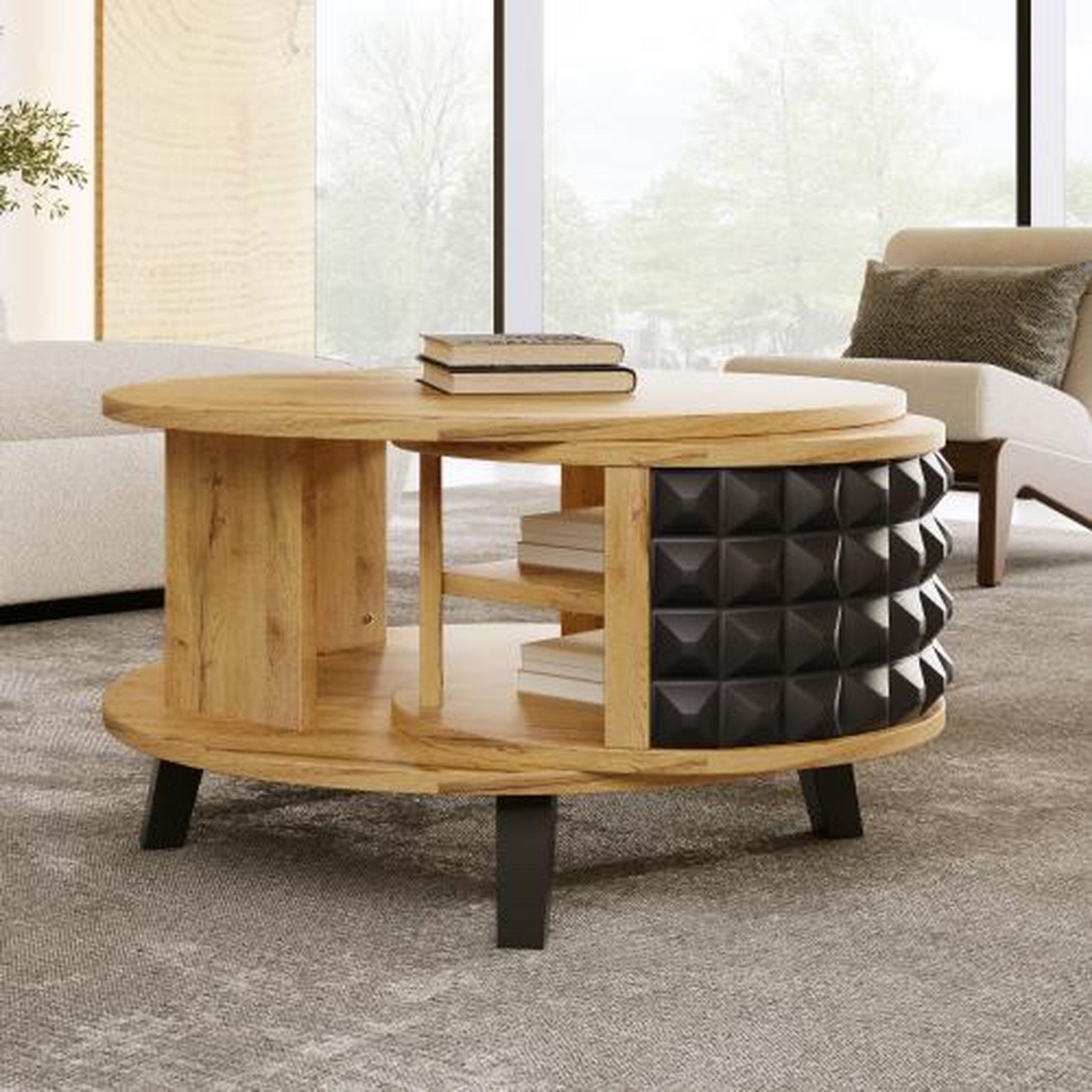 Voir la diapositive 2 : MERAX Table basse ronde naturel - 80x85,2 cm panneau de particules