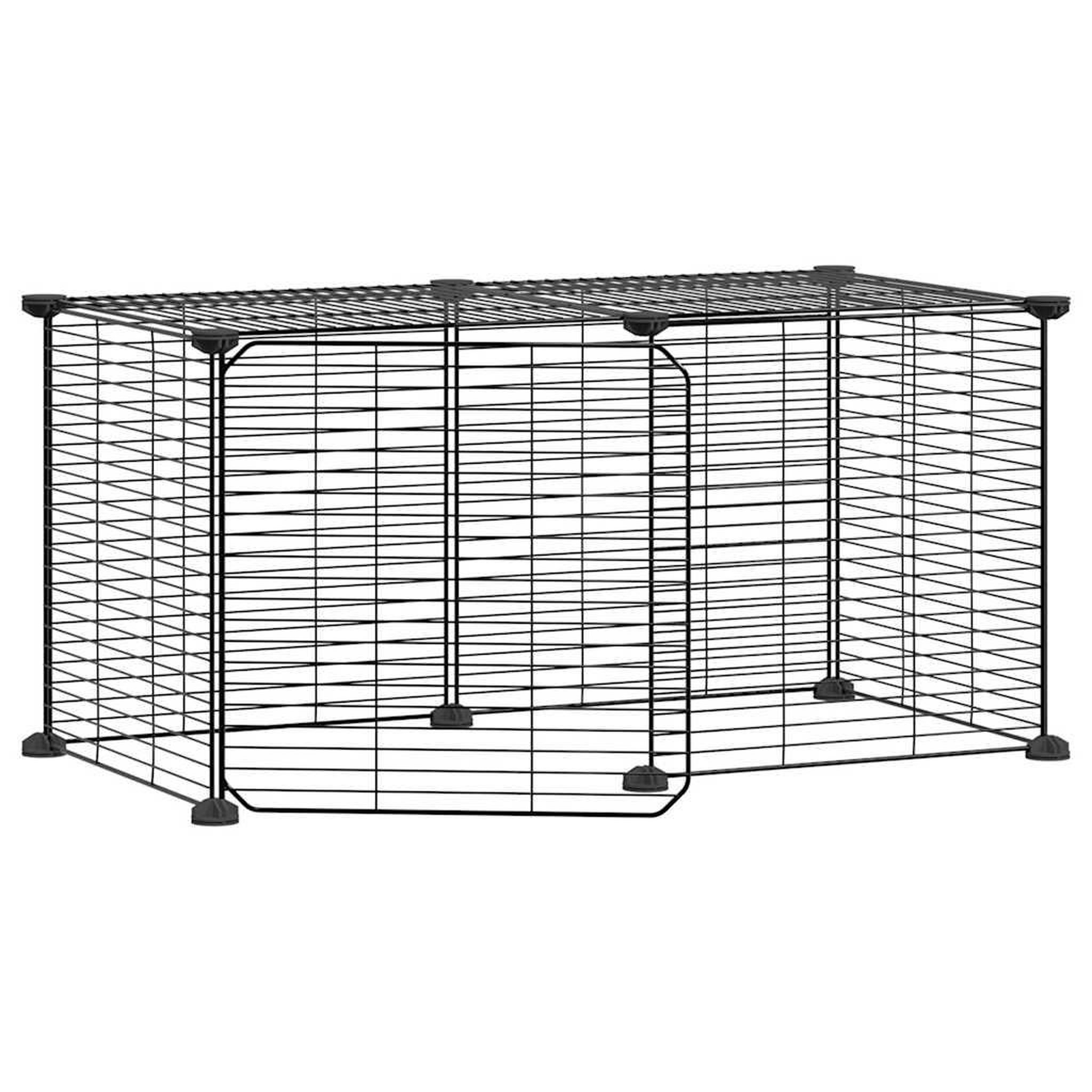 Voir la diapositive 2 : VIDAXL Cage animaux de compagnie a 8 panneaux et porte Noir 35x35 cm