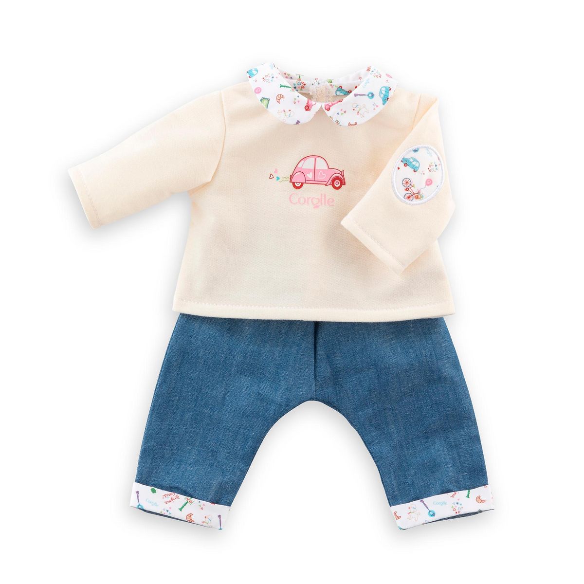 Corolle T-Shirt Manches Longues et Jean Week-end à Paris pour poupon 30 cm