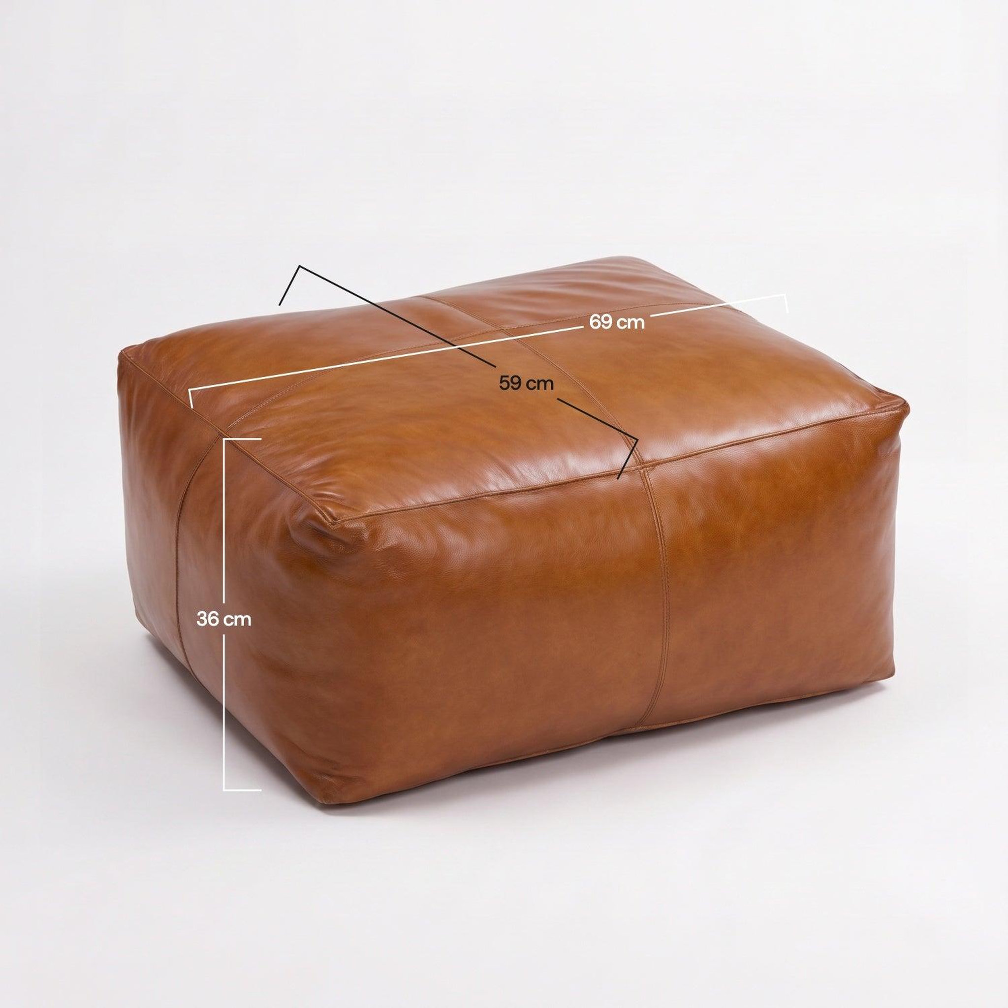 Voir la diapositive 4 : MAISON PAVANE Pouf rectangulaire en cuir de buffle marron-Augustin