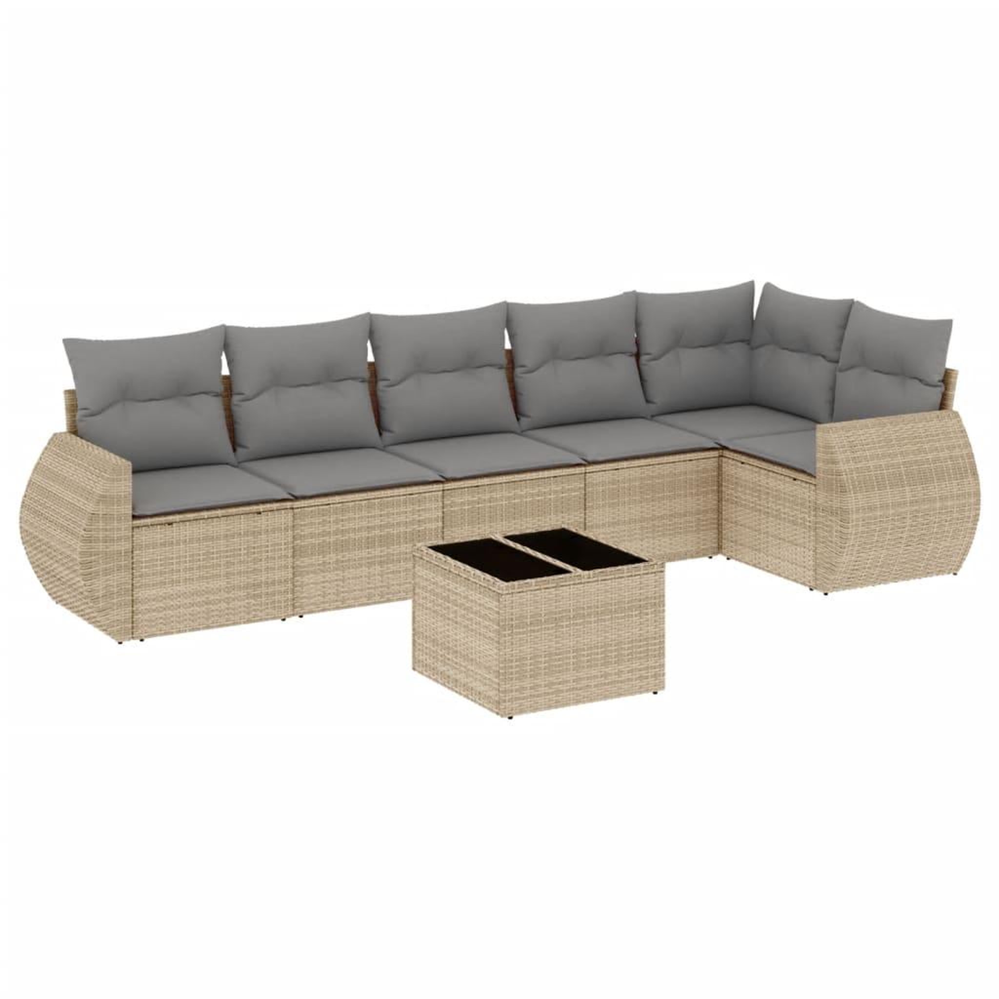 Voir la diapositive 2 : VIDAXL Salon de jardin avec coussins 7 pcs beige resine tressee