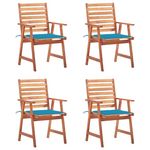 VIDAXL Chaises a manger d'exterieur lot de 4 et coussins Acacia massif