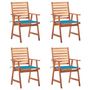 Voir la diapositive 1 : VIDAXL Chaises a manger d'exterieur lot de 4 et coussins Acacia massif