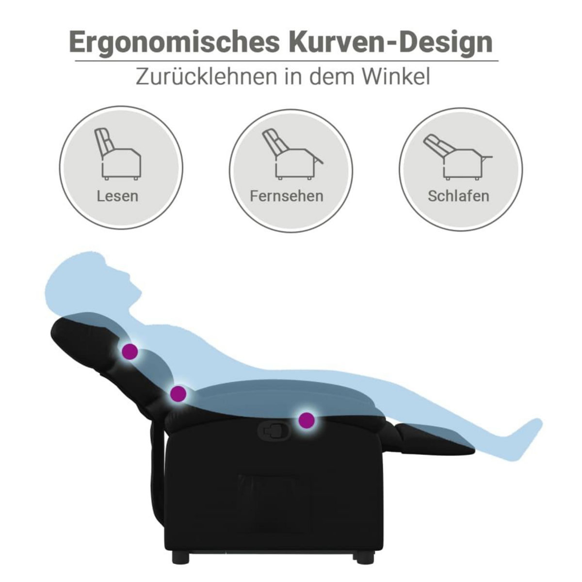 VIDAXL Fauteuil inclinable de massage Noir Similicuir