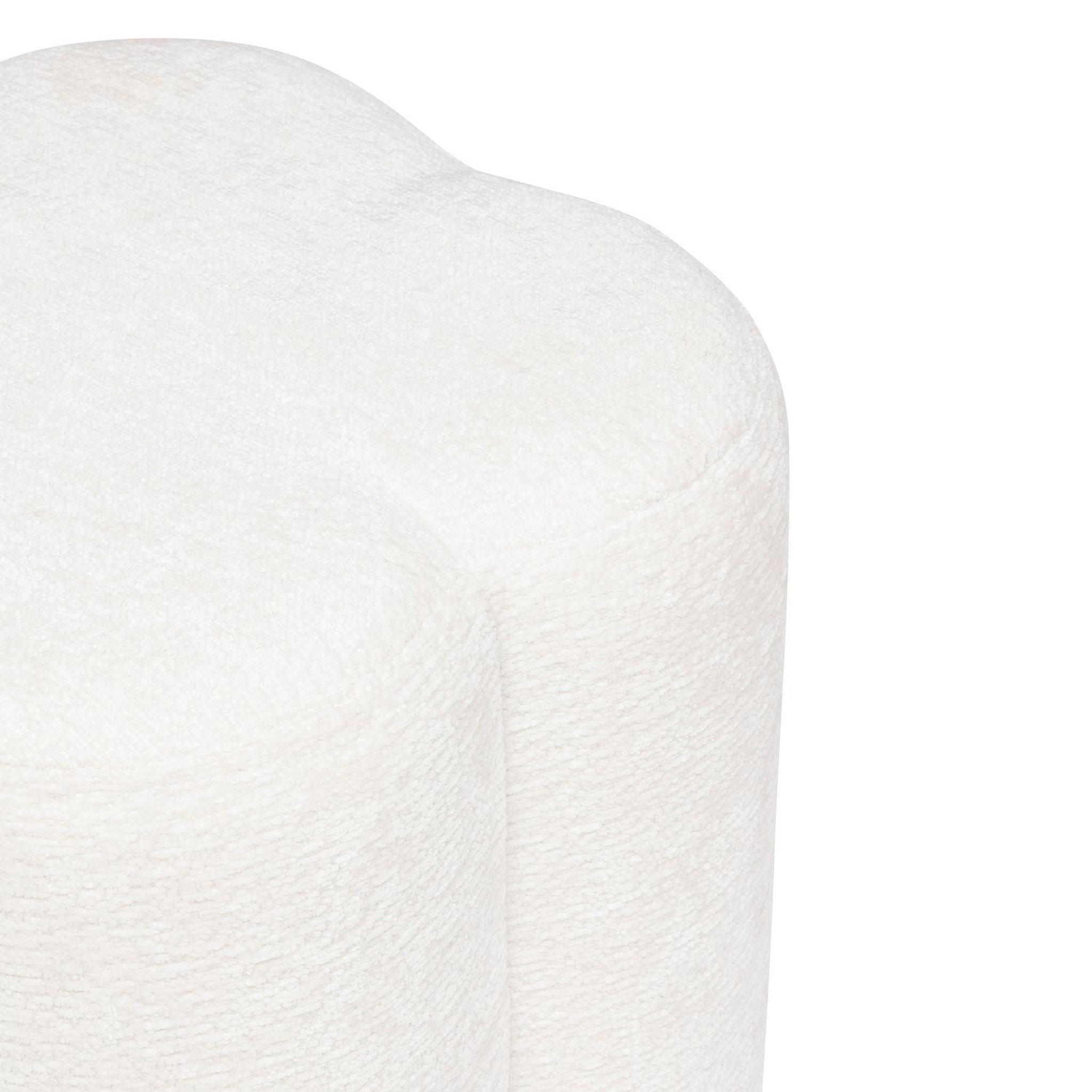 Voir la diapositive 3 : ATMOSPHERA Pouf fleur en tissu chenille lavon - blanc
