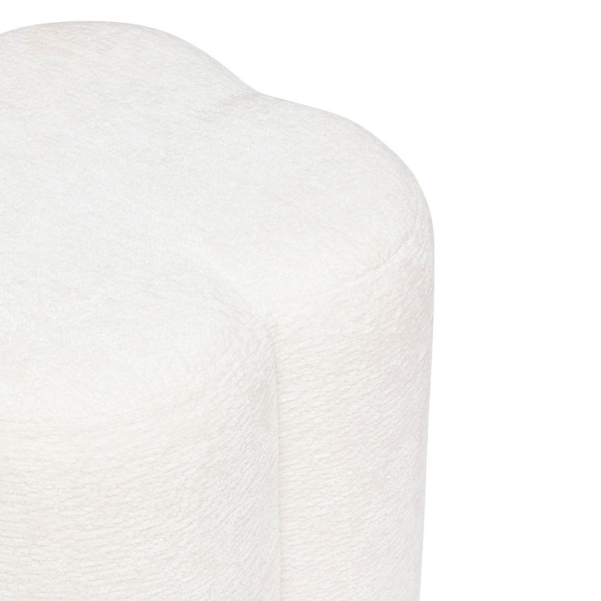 ATMOSPHERA Pouf fleur en tissu chenille LAVON - Blanc