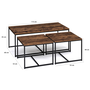 Voir la diapositive 5 : ID MARKET Lot de 3 tables basses gigognes DAYTON 113 cm effet vieilli design industriel