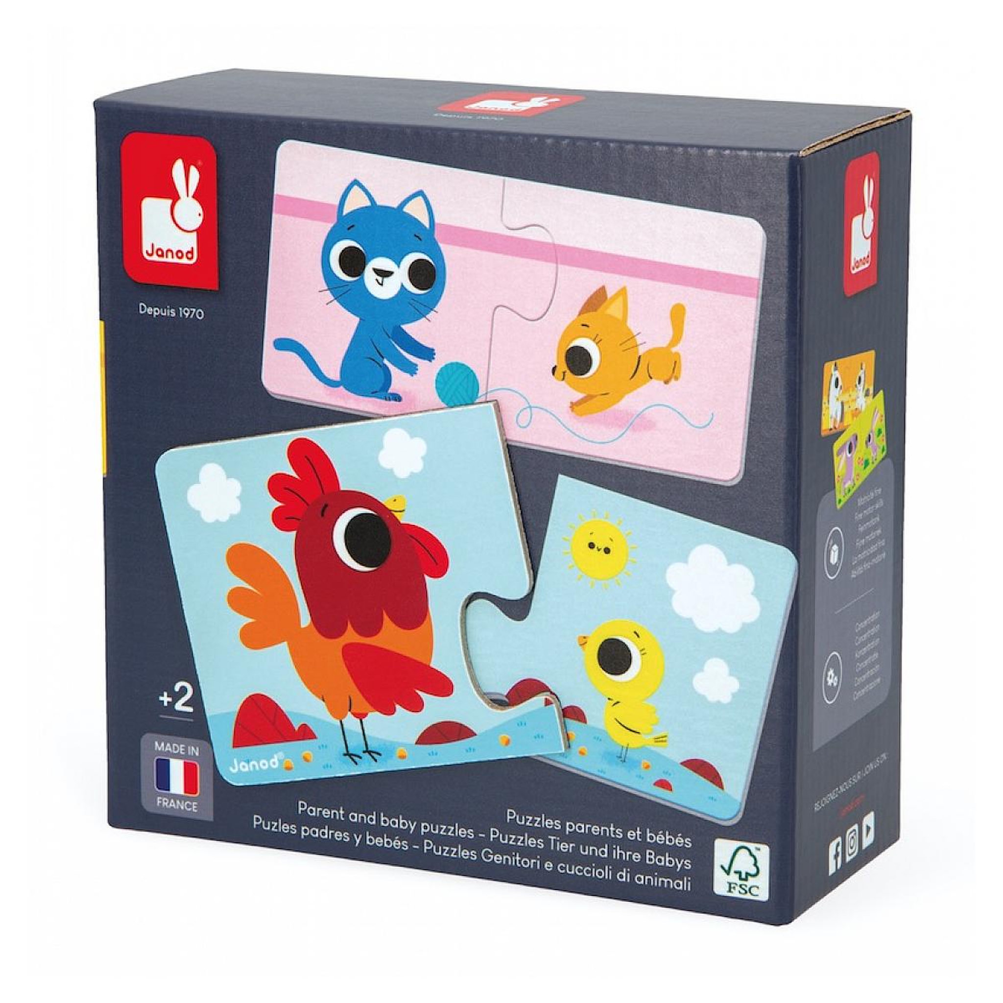 JANOD Puzzles 2 pieces parents et bebes animaux