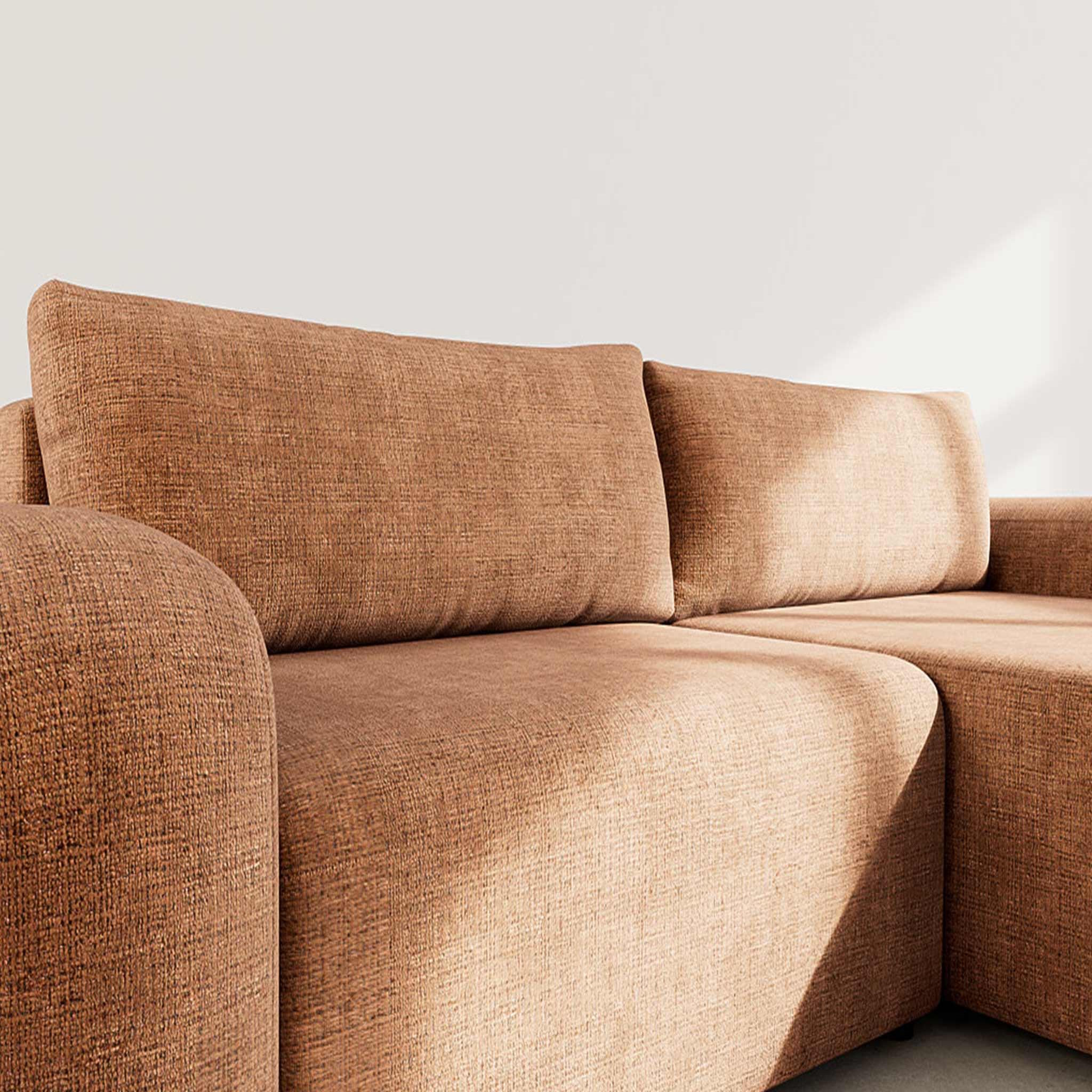 Voir la diapositive 4 : BEST MOBILIER Rebecca - canapé d'angle droit 4 places convertible avec coffre en velours texturé