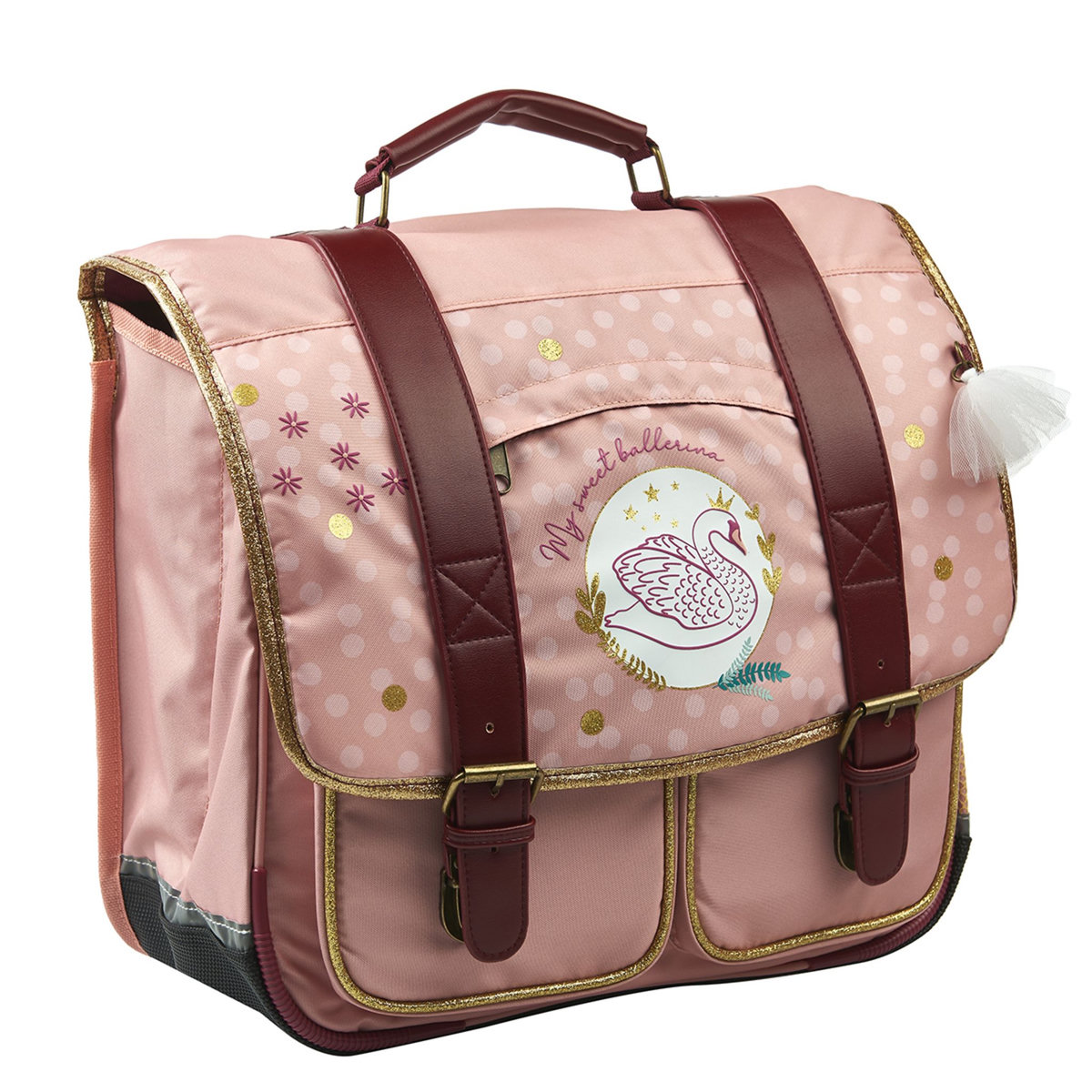 AUCHAN Cartable 38 cm CP/CE1/CE2 rose BALLERINA avec leds