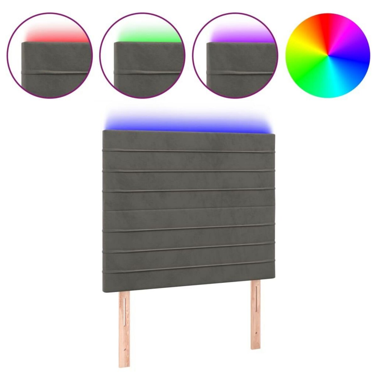 VIDAXL Tete de lit a LED Gris fonce 90x5x118/128 cm Velours