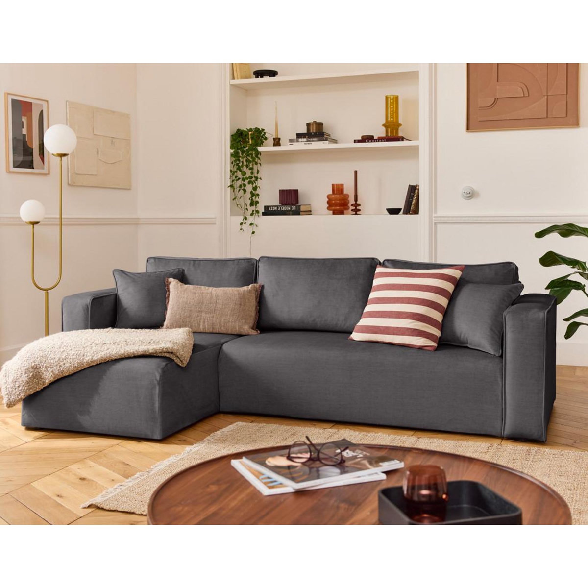 BEST MOBILIER Housse en velours pour canapé déhoussable topaze