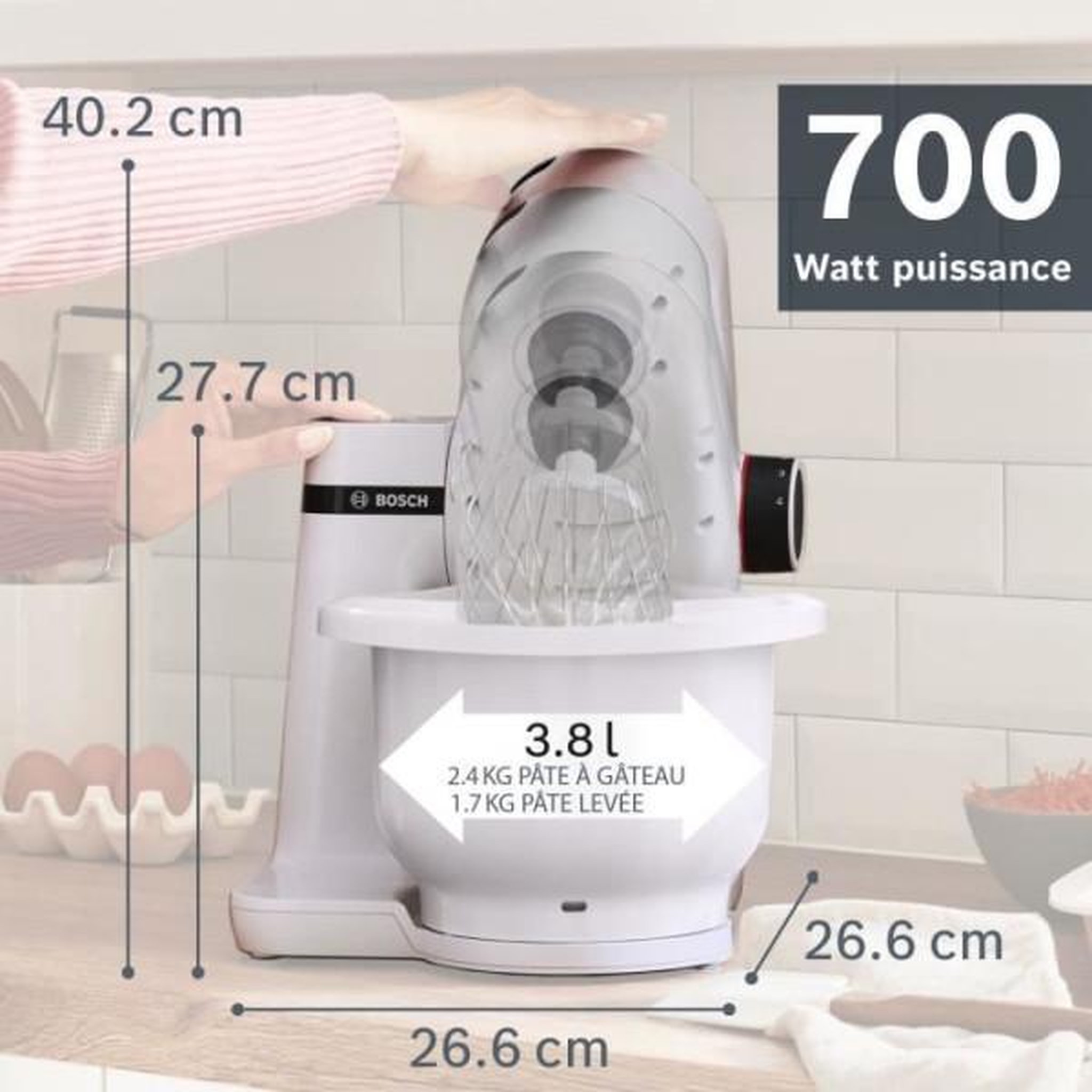 Voir la diapositive 3 : BOSCH Robot pâtissier Bosch MUMS2AW00 blanc 3,8 L