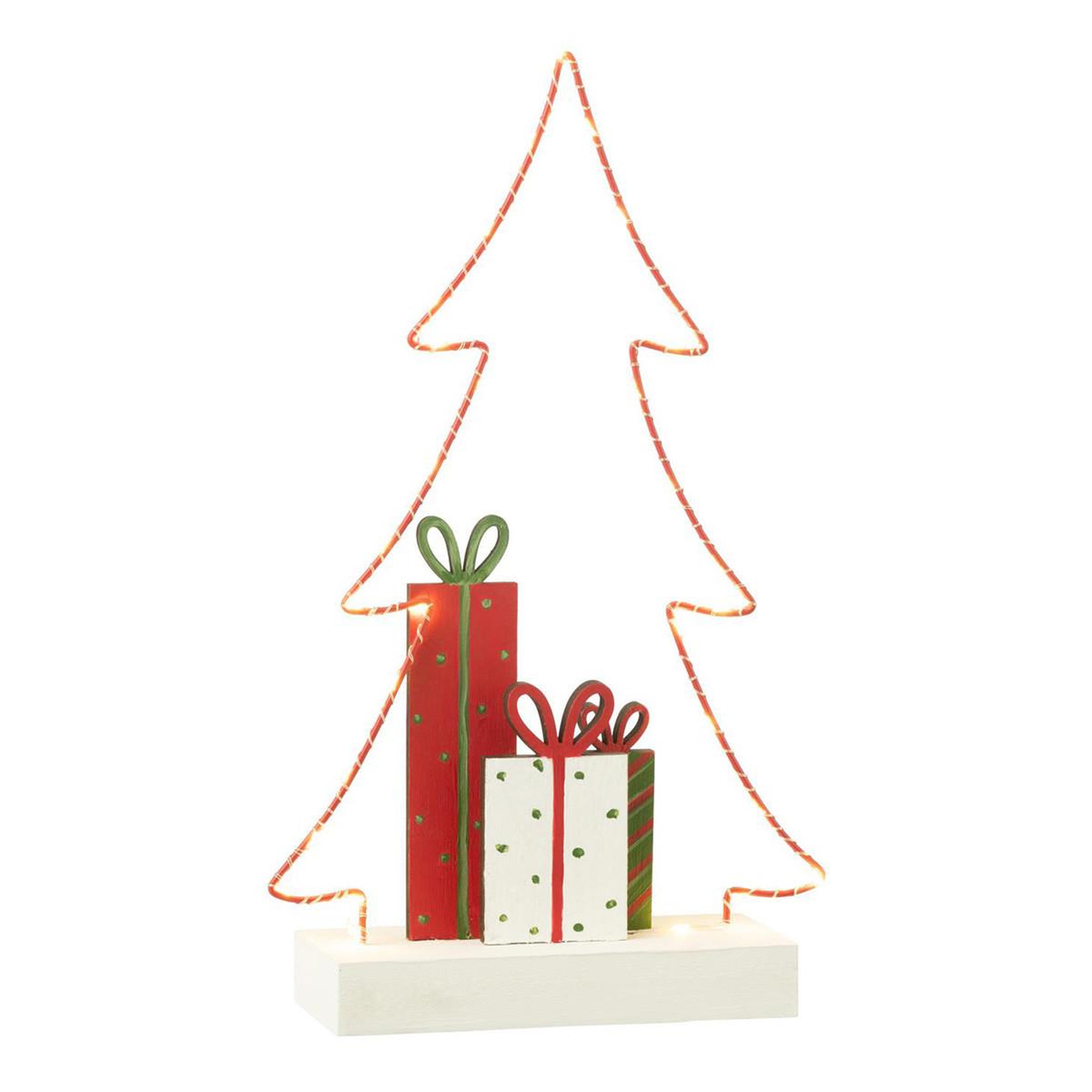 J-LINE Sapin de noël à led  cadeaux  34cm multicolore