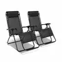 SWEEEK Lot de 2 fauteuils relax – Patrick – Textilène, pliables, multi-positions, taupe
