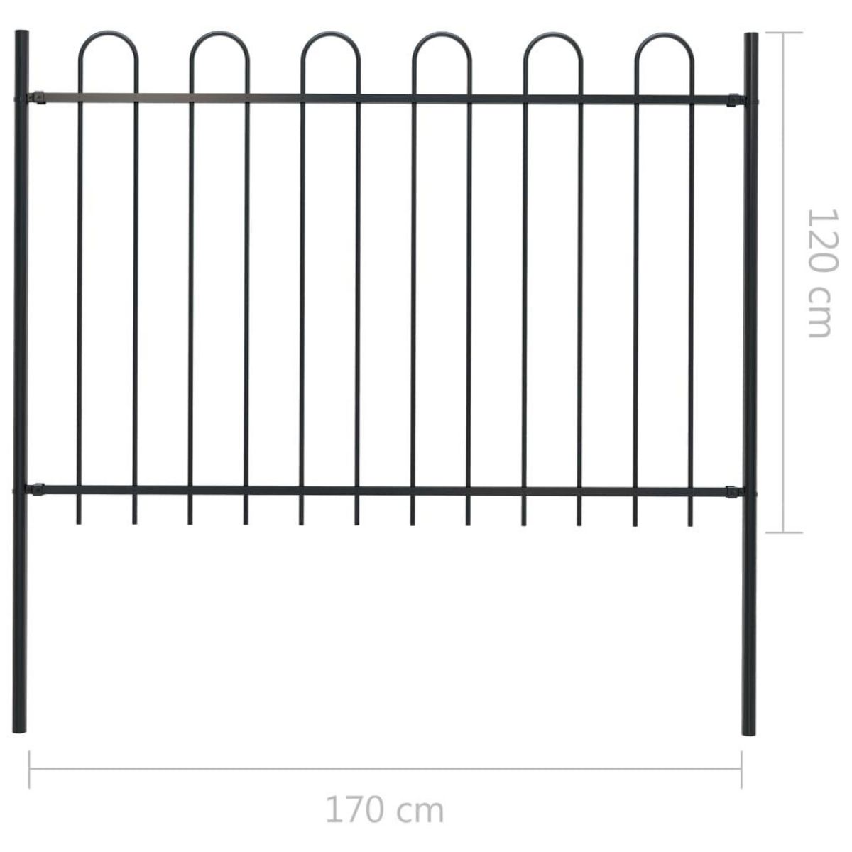 VIDAXL Cloture de jardin avec dessus en cerceau Acier 1,7 m Noir