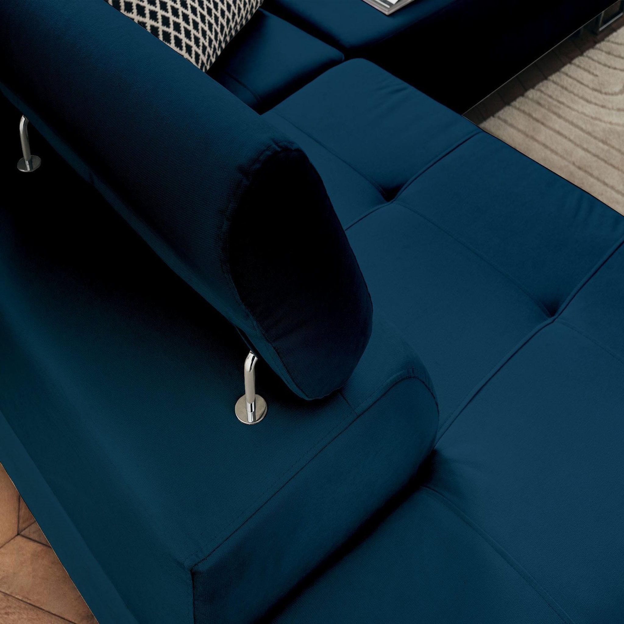 Voir la diapositive 4 : BEST MOBILIER Pablo - canapé d'angle gauche - 5 places - convertible avec coffre et têtières réglables - en velours