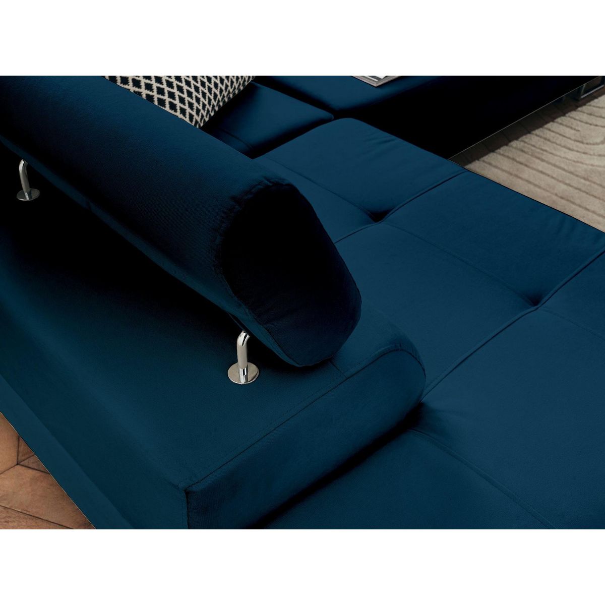 BEST MOBILIER Pablo - canapé d'angle gauche - 5 places - convertible avec coffre et têtières réglables - en velours