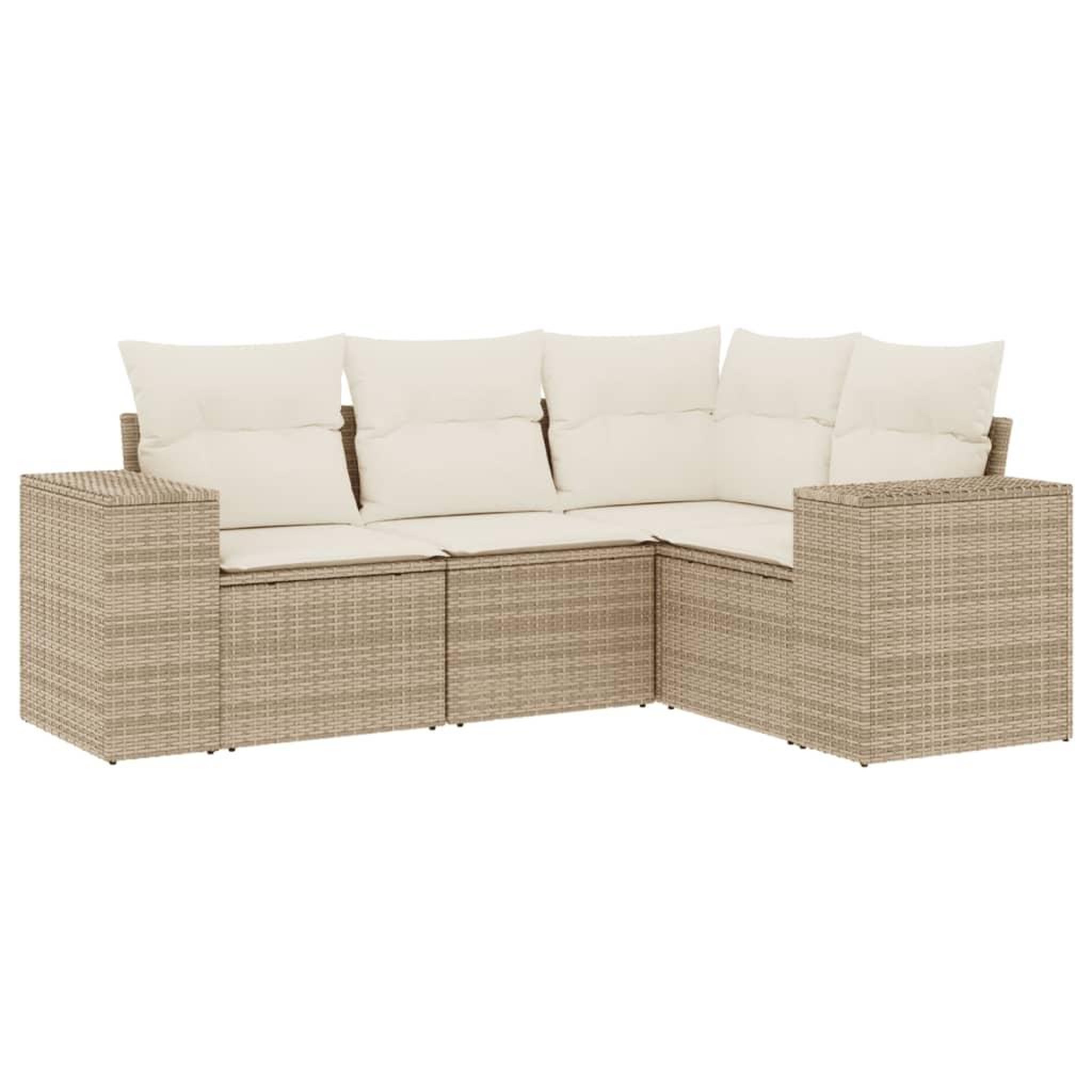 Voir la diapositive 2 : VIDAXL Salon de jardin avec coussins 4 pcs beige resine tressee