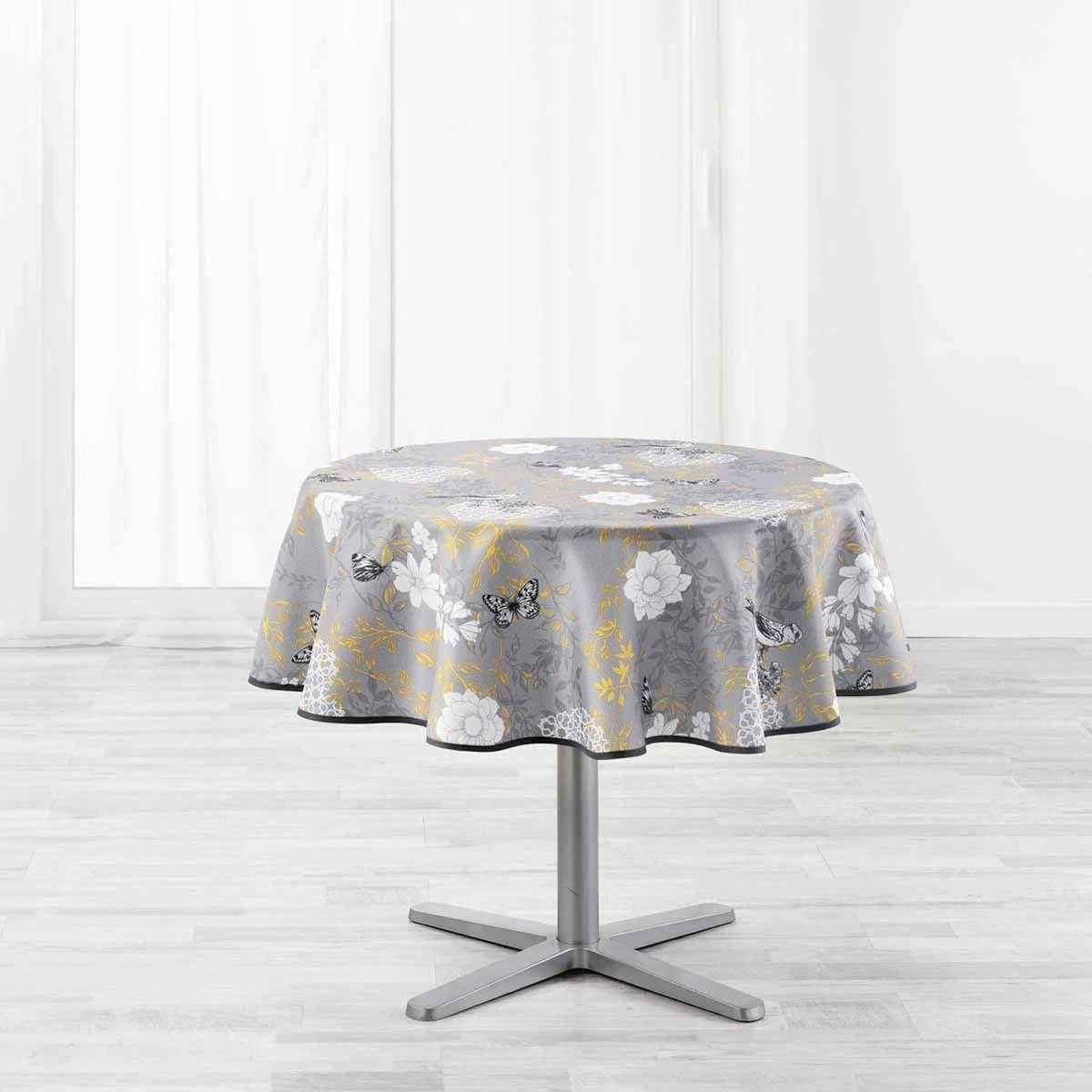 Paris Prix Nappe Ronde Imprimée  Joline  180cm Jaune