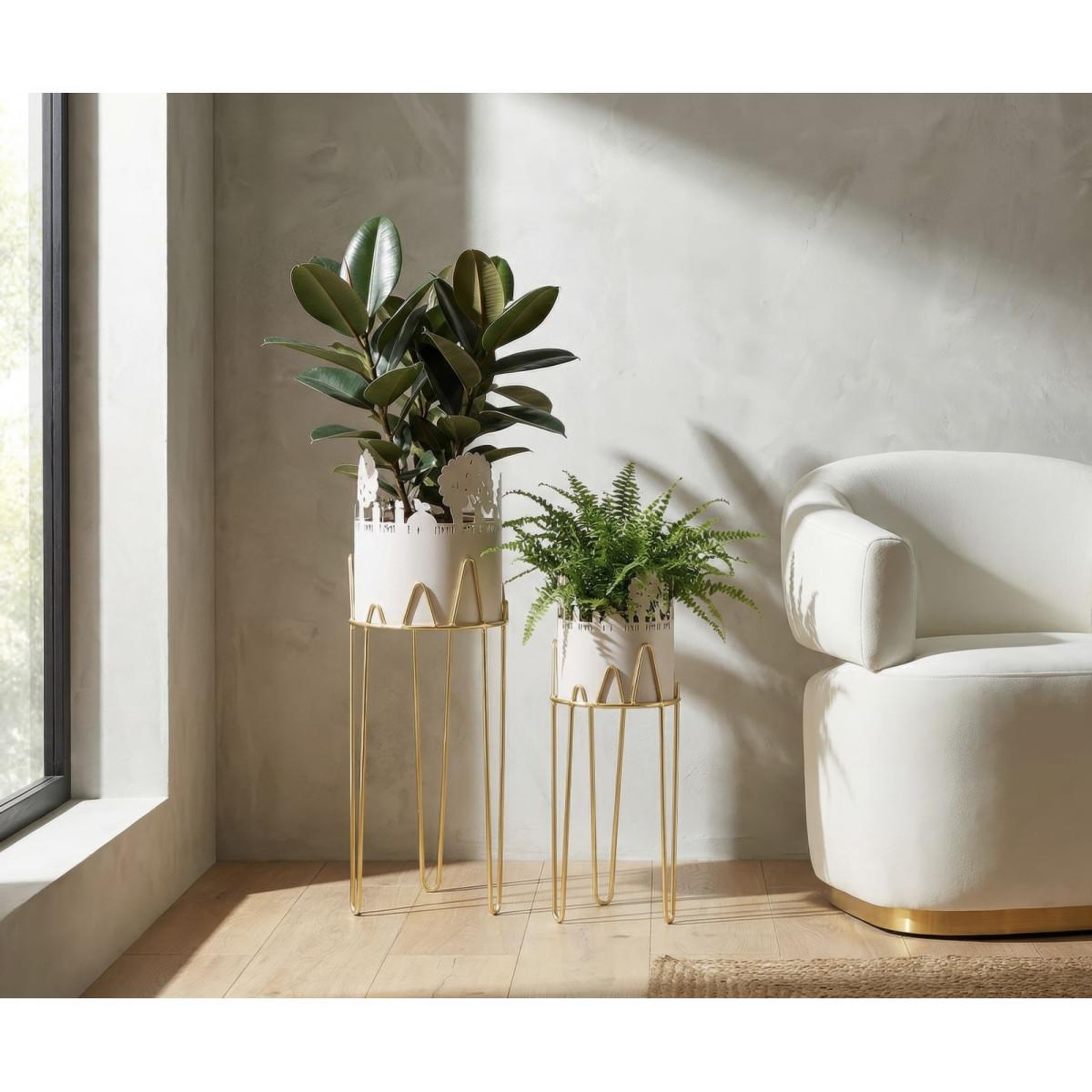 Voir la diapositive 5 : Paris Prix Lot de 2 cache-pots sur pied  tree  79cm gris