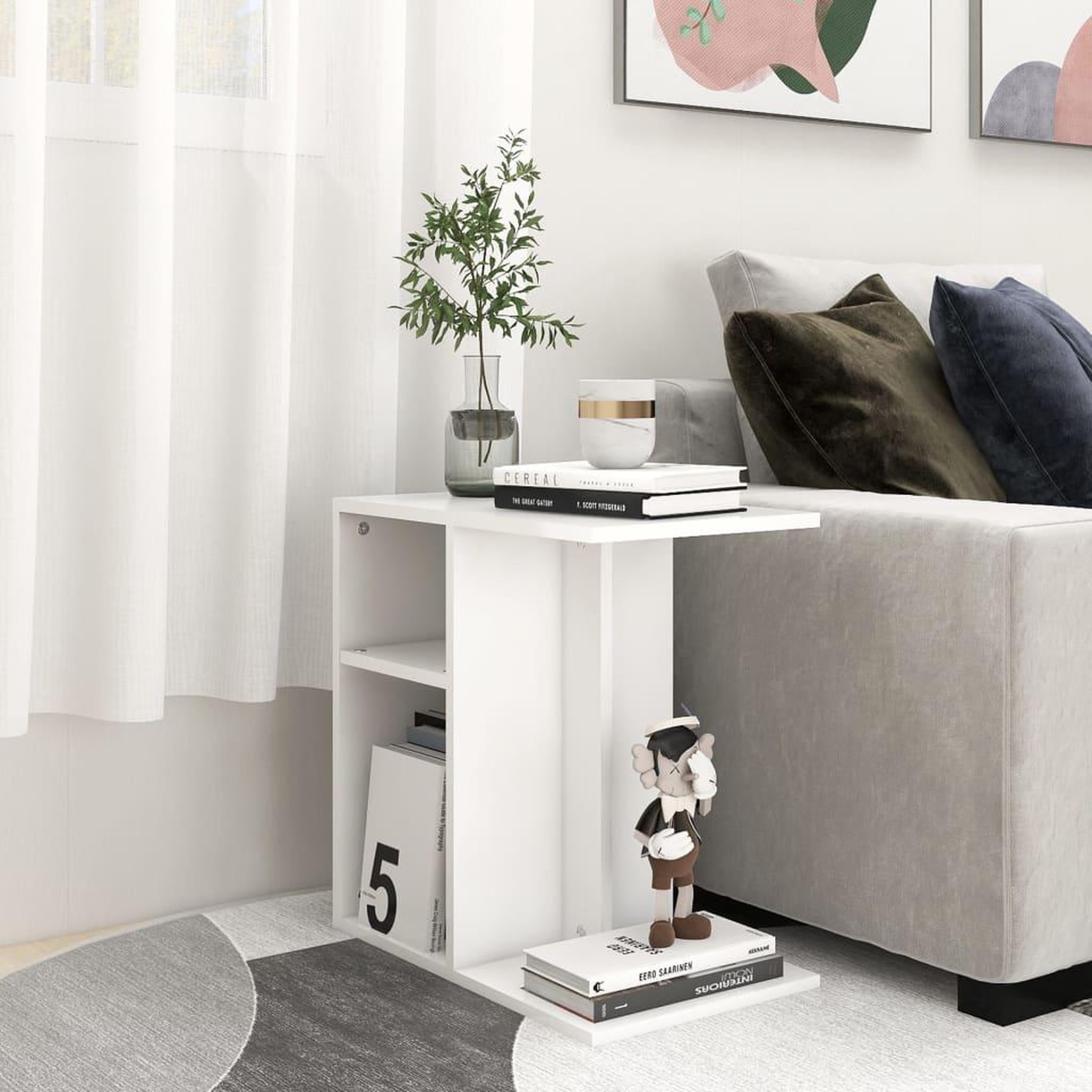 Voir la diapositive 1 : VIDAXL Table d'appoint Blanc 50x30x50 cm Bois d'ingenierie