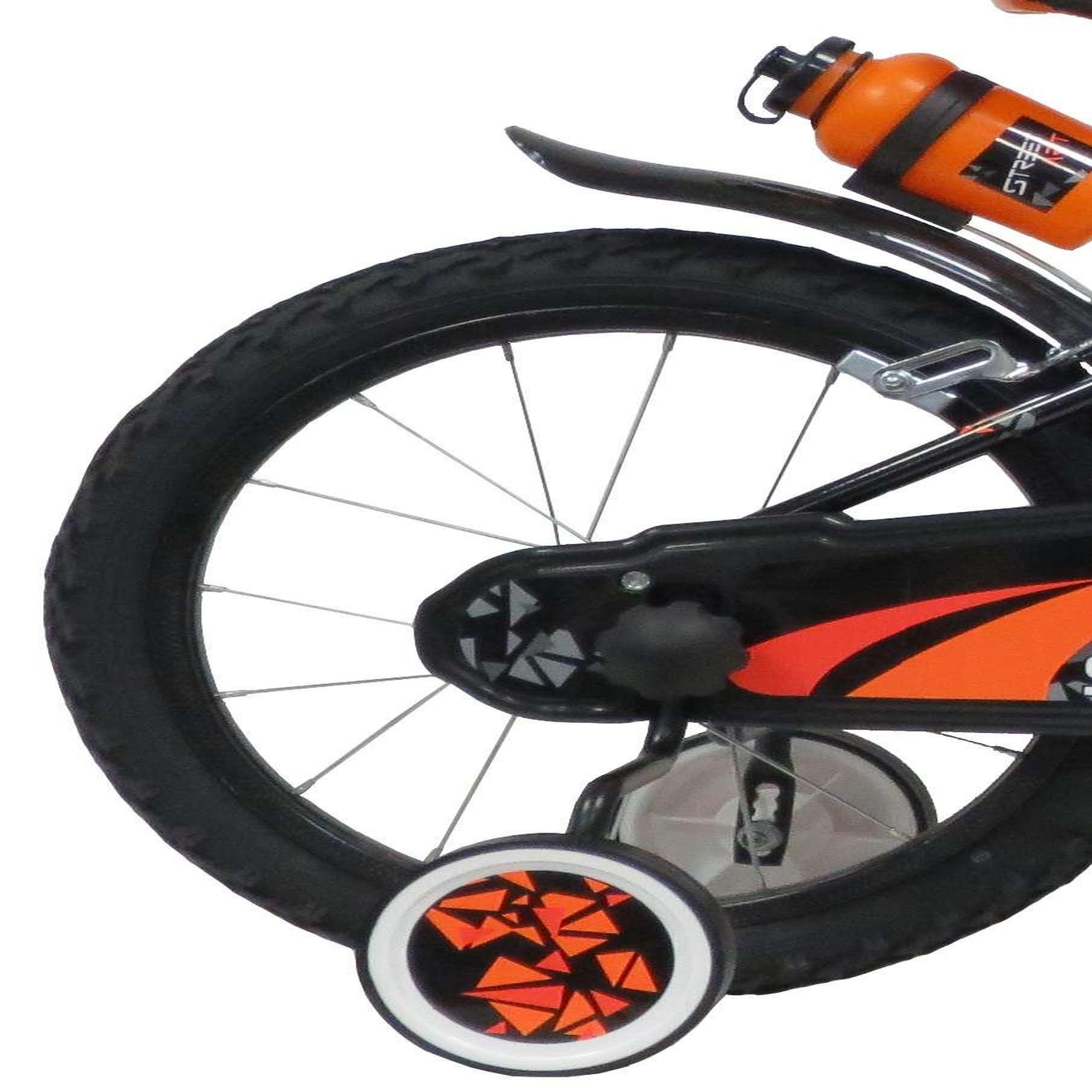 Voir la diapositive 2 : Vélo enfant - Modèle 16'' Street Art  pour enfant de 105/120 cm avec stabilisateurs à molettes - Plaque décorative avant - Porte bidon - 2 freins