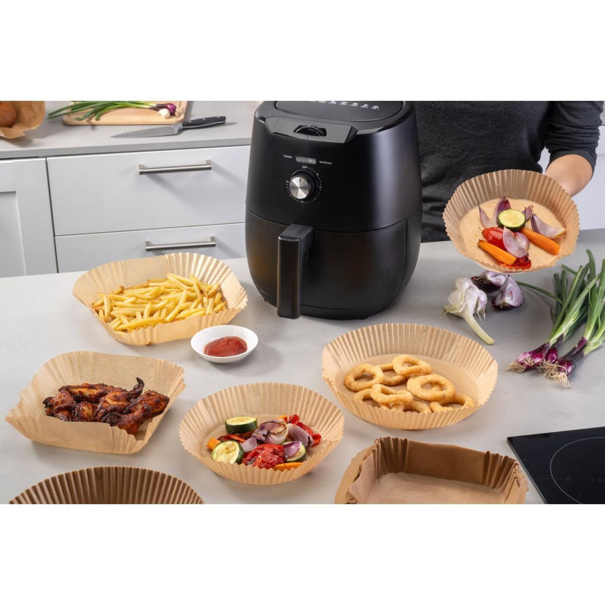 Fackelmann 50 Moules en papier cuisson pour air fryer carrés 16 cm Fackelmann Divers
