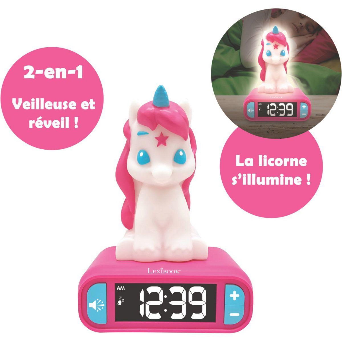 Lexibook Réveil RL800UNI Veilleuse Licorne