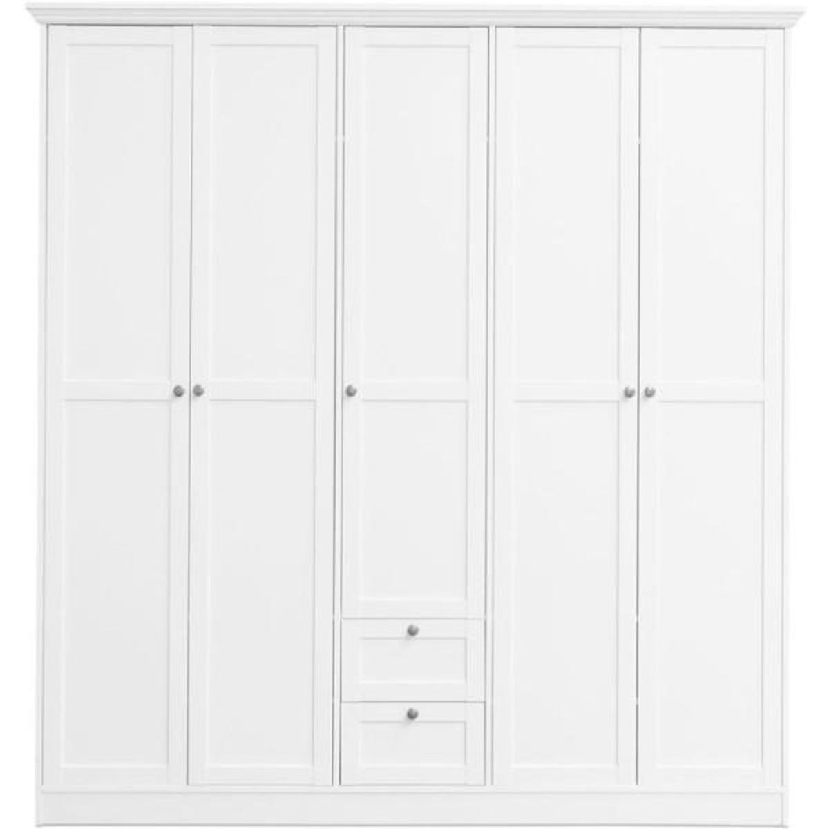 MARKET24 Armoire de chambre - LANDWOOD 19 - Blanc - 5 portes - 187 x 67 x 200 cm