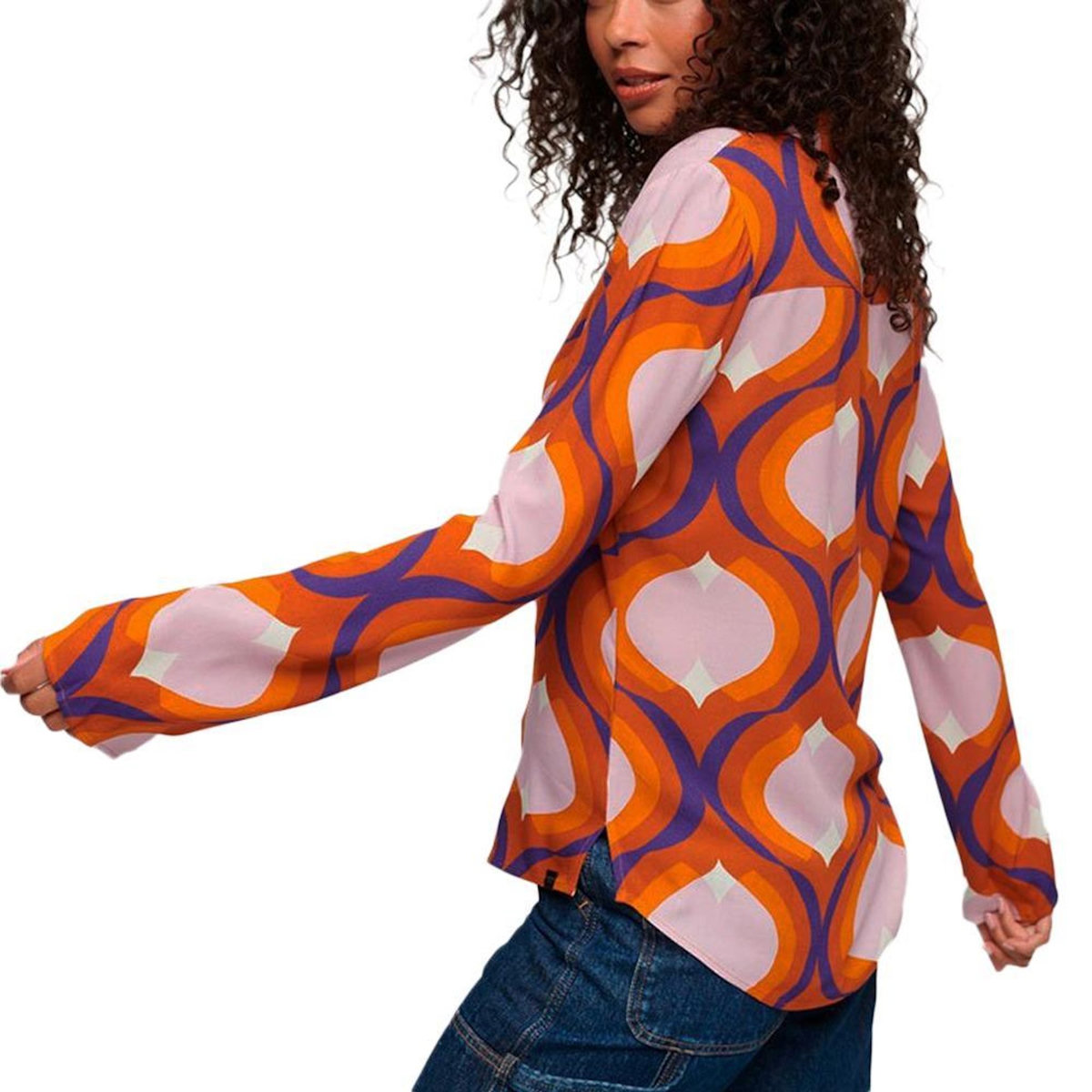 SUPERDRY Chemise Orange/Rose à Motifs Femme Superdry 70s Print