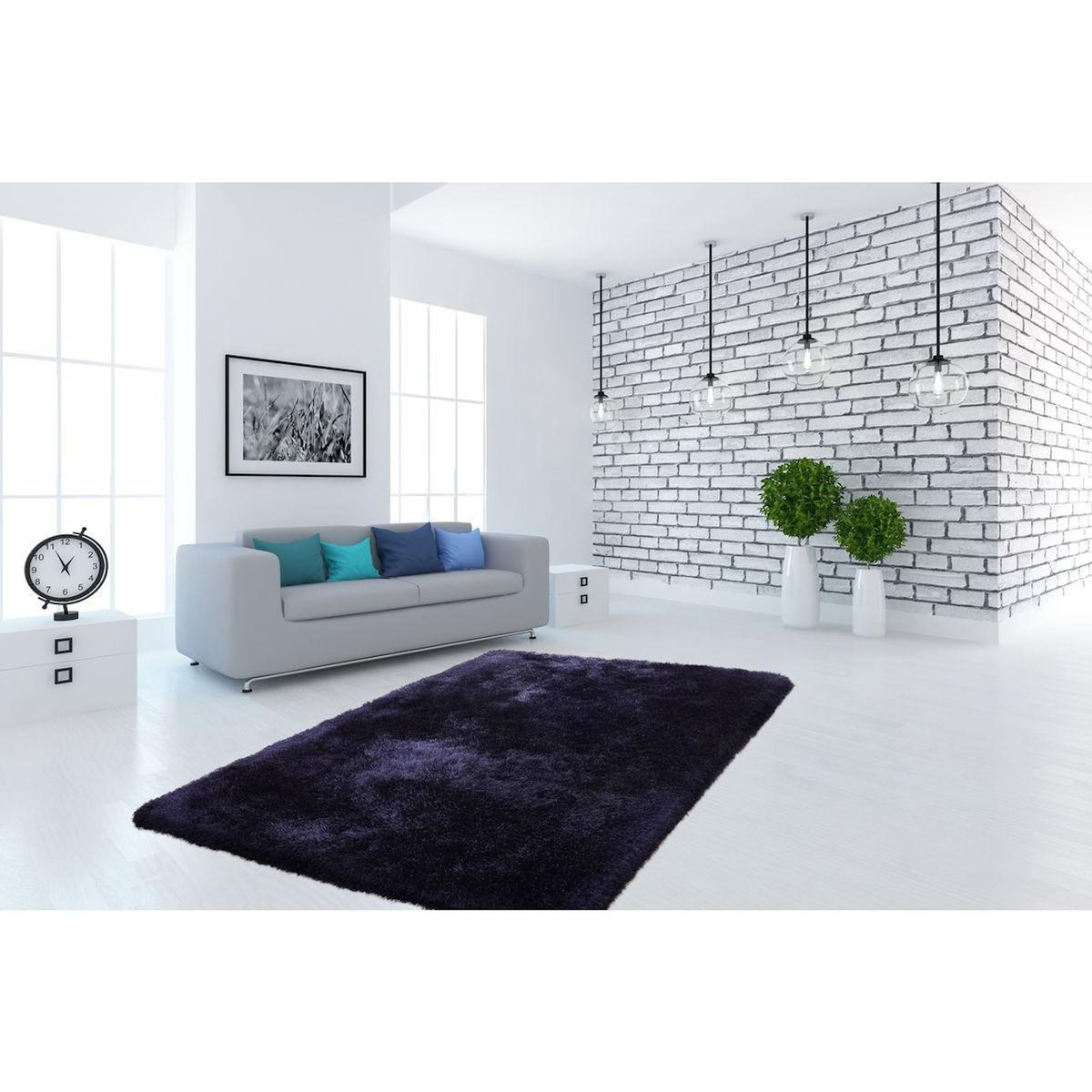 Paris Prix Tapis Shaggy Fait Main  Cosy  Bleu