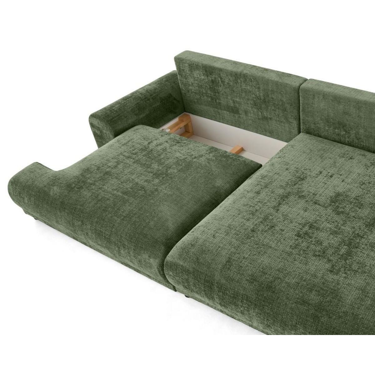 LISA DESIGN Nelly - canapé d'angle droit 4 places convertible avec coffre en velours texturé