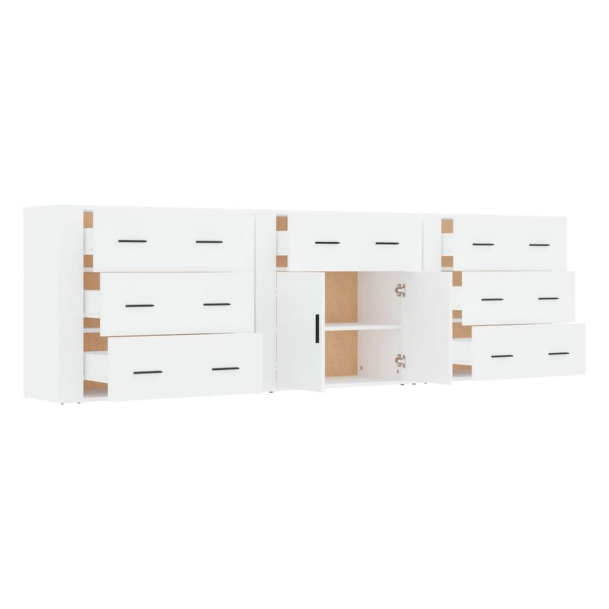 VIDAXL Buffets 3 pcs Blanc Bois d'ingenierie