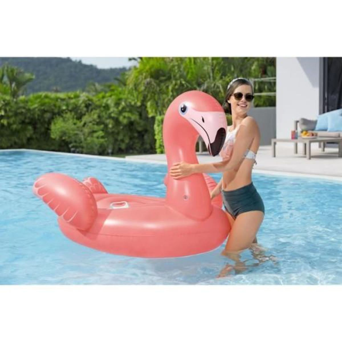 BESTWAY Bouée a chevaucher - Bestway - Flamant rose - 168 x 120 cm