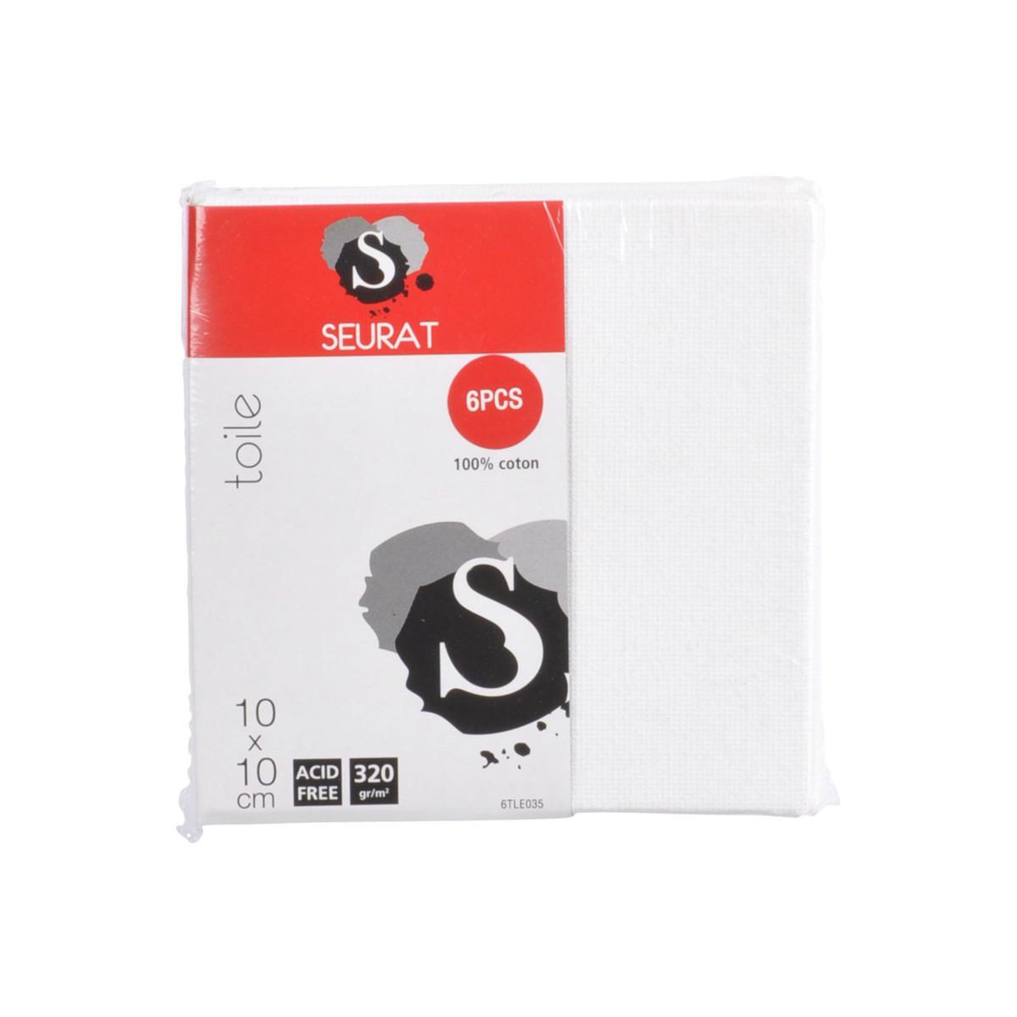 Voir la diapositive 2 : HOMEA Lot de 6 toiles en coton  hopper  10x10cm blanc