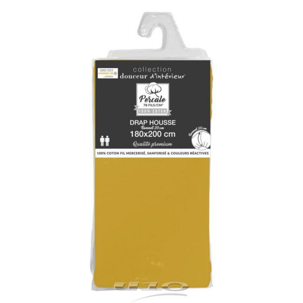 Paris Prix Drap Housse  Percaline  180x200cm Ocre