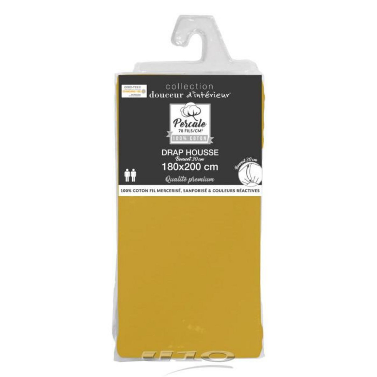 Paris Prix Drap Housse  Percaline  180x200cm Ocre