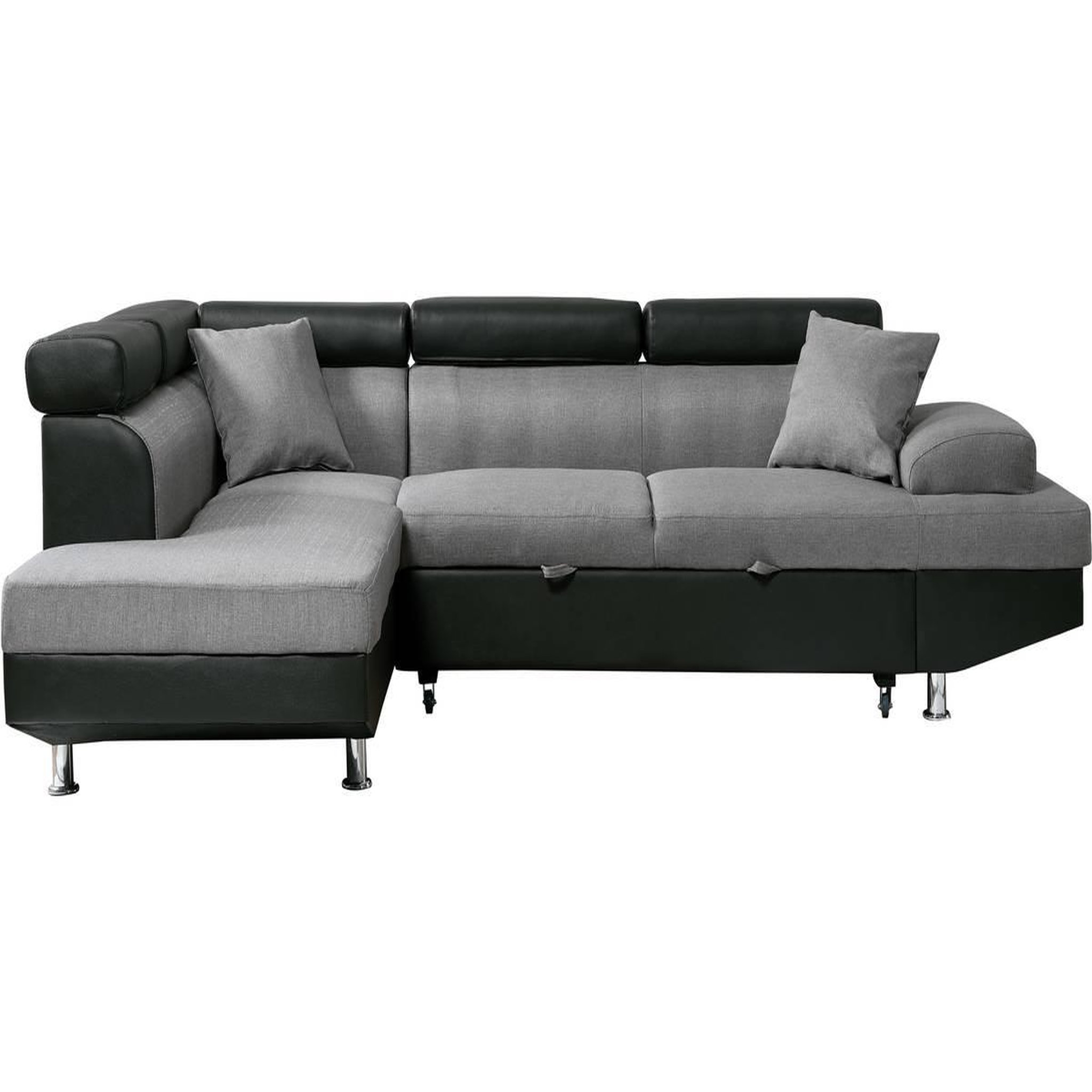 Voir la diapositive 3 : Habitat et Jardin Canapé d'angle convertible  Sophia luxe  - 265 x 190.5 x 80/91 cm - Noir / Gris - 5 places - Angle gauche