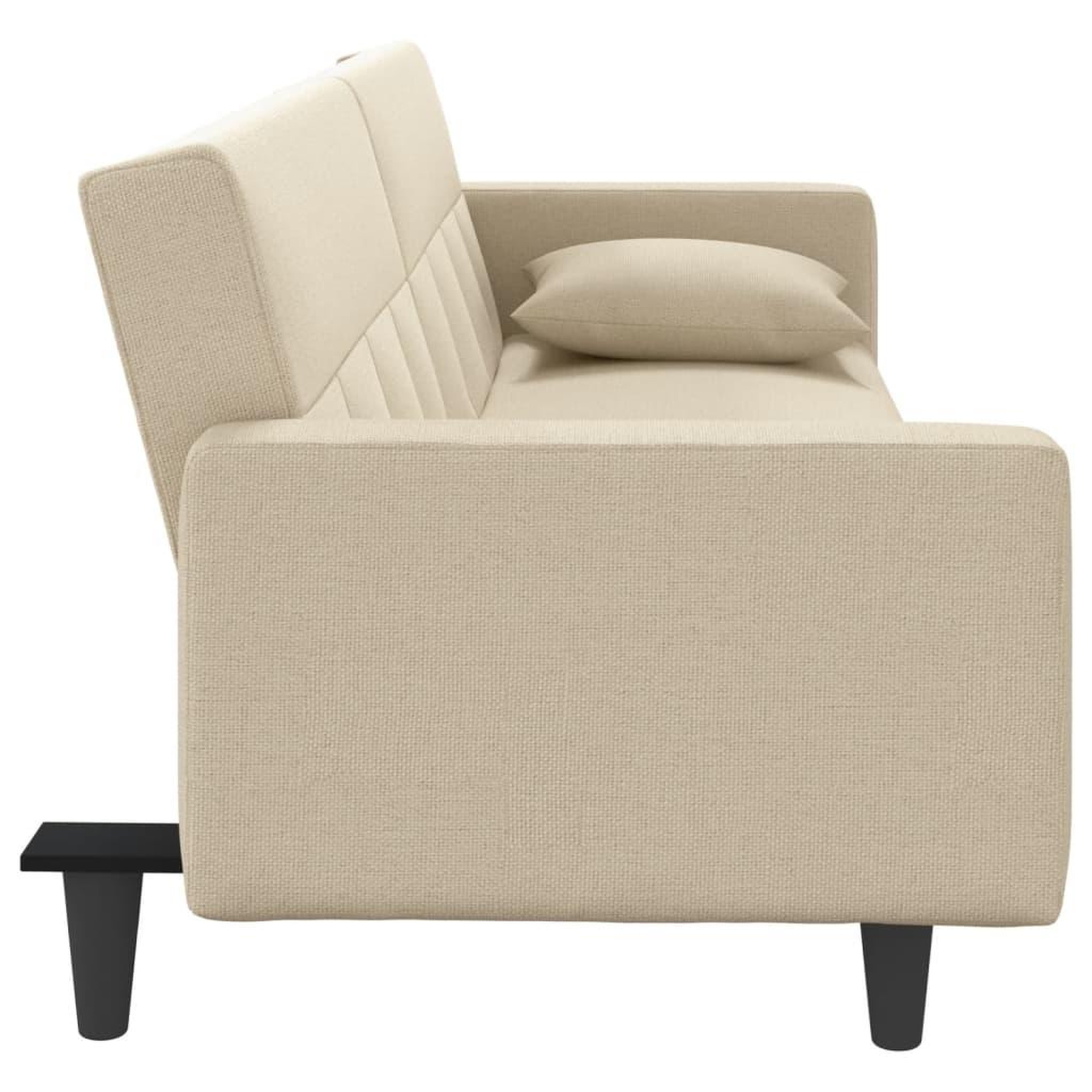 Voir la diapositive 5 : VIDAXL Canape-lit avec coussins creme tissu
