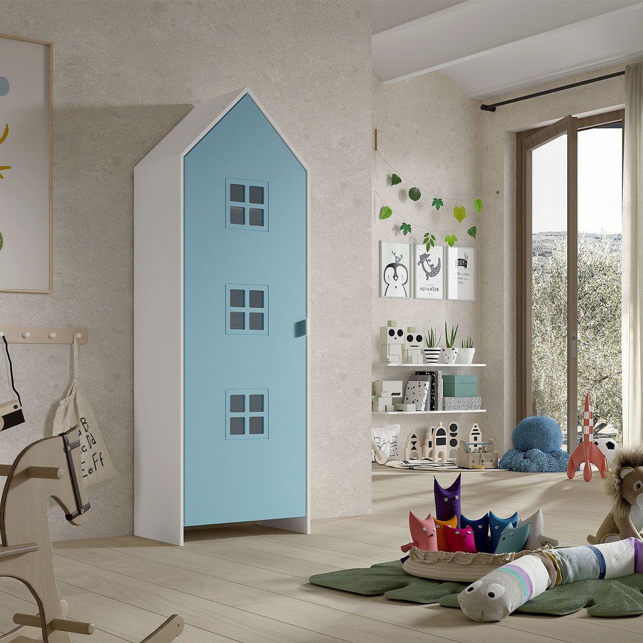 Voir la diapositive 4 : Paris Prix Armoire enfant maison  casami bruges  171cm bleu