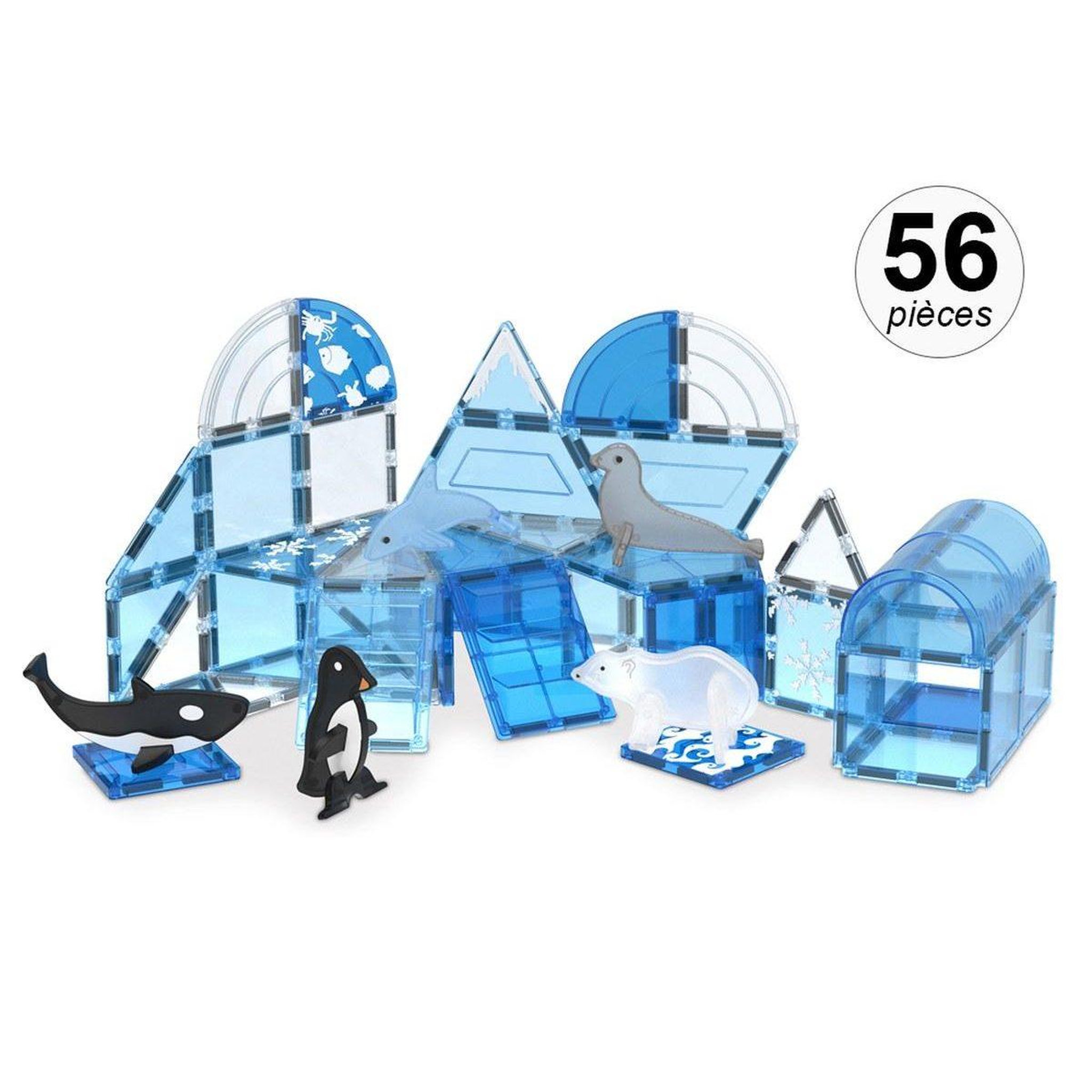 1001JOUETS Jeu de construction magnétique - 56 pièces - À partir de 3 ans - Animaux Polaire