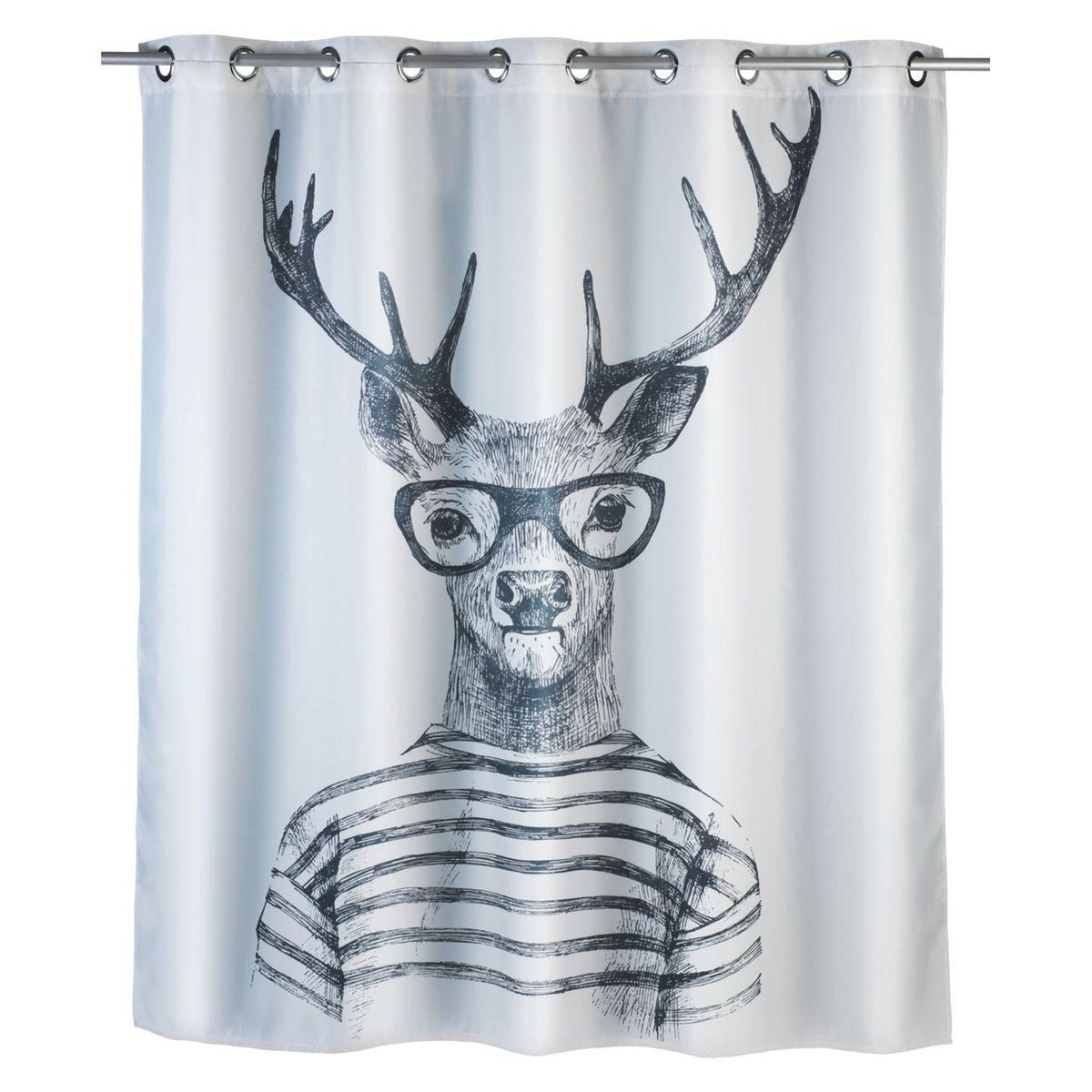 Wenko Rideau de douche anti-moisissure Cerf - Polyester - 180 x 200 cm - Gris